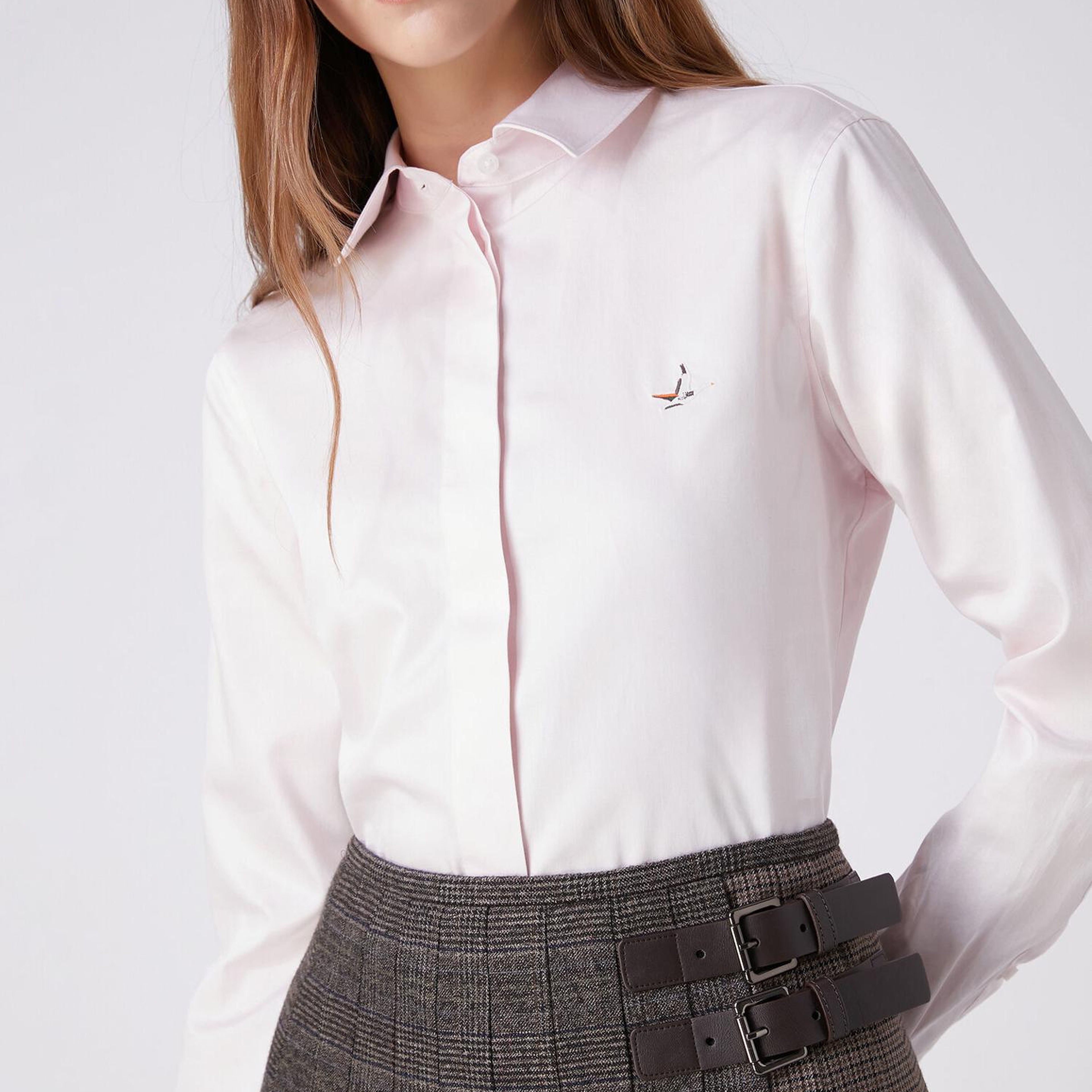 Beymen Club Kadın Pembe Kuş Logo Nakışlı Basic Poplin Gömlek
