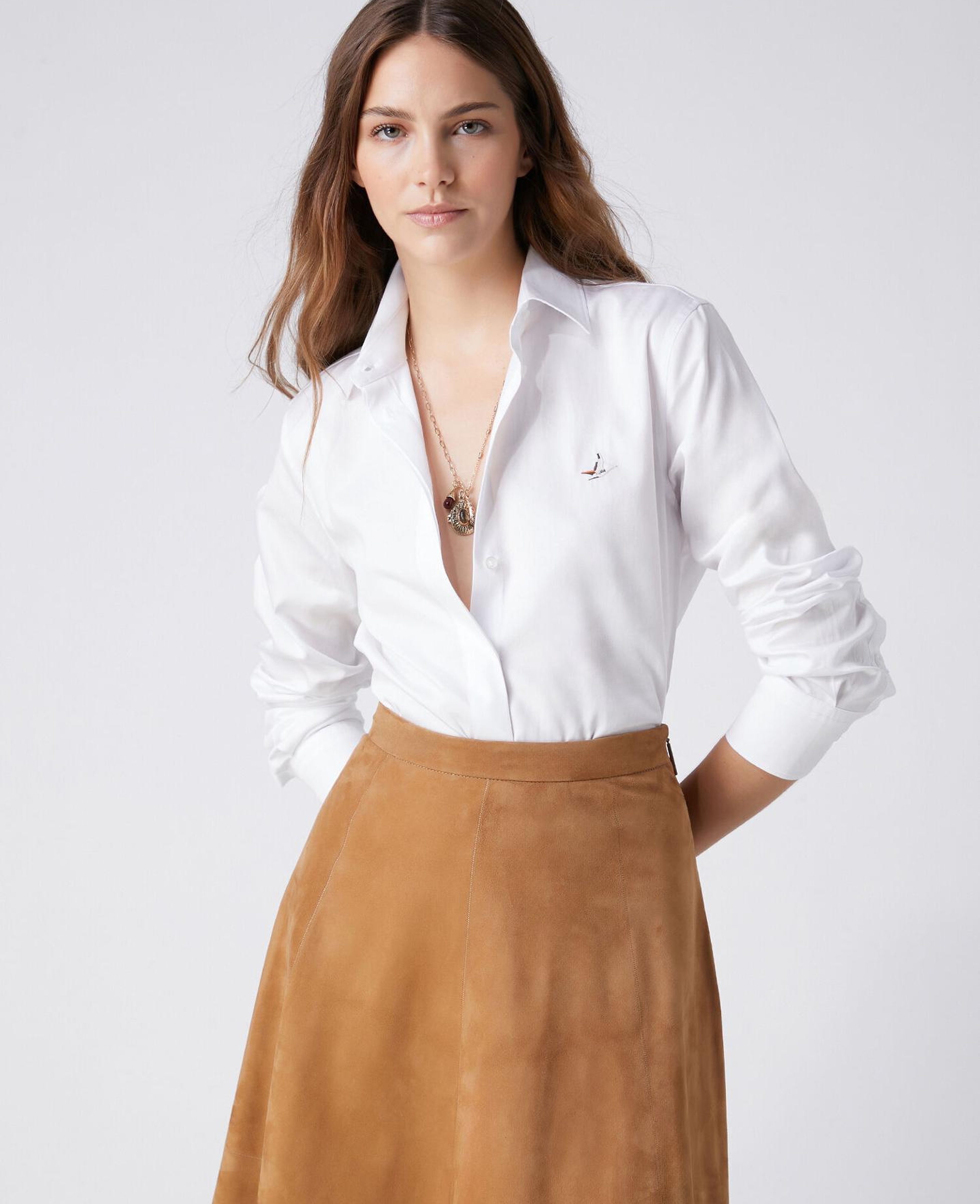 Beymen Club Kadın Kırık Beyaz Logolu Basic Poplin Gömlek