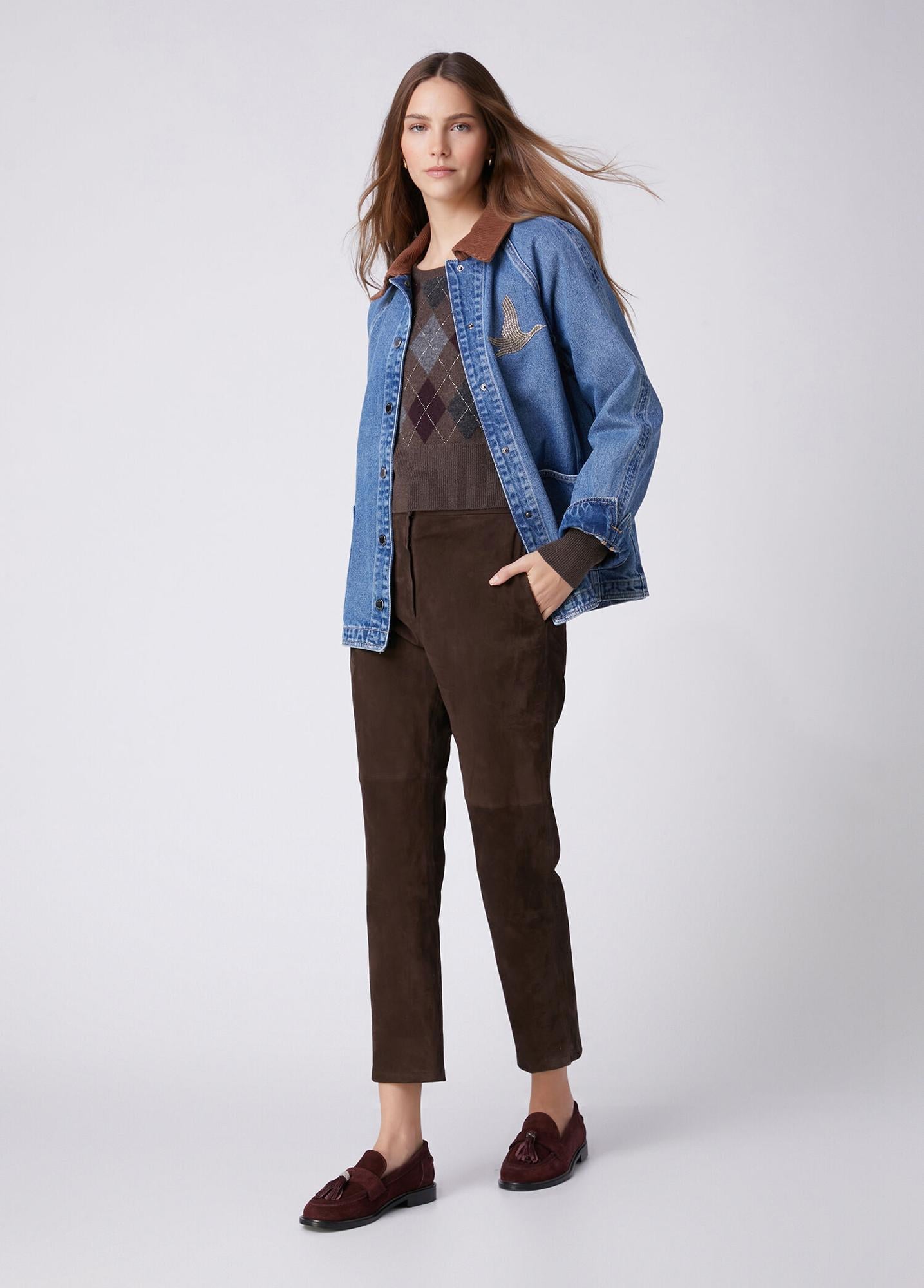 Beymen Club Kadın Mavi Kadife Yaka Denim Gömlek