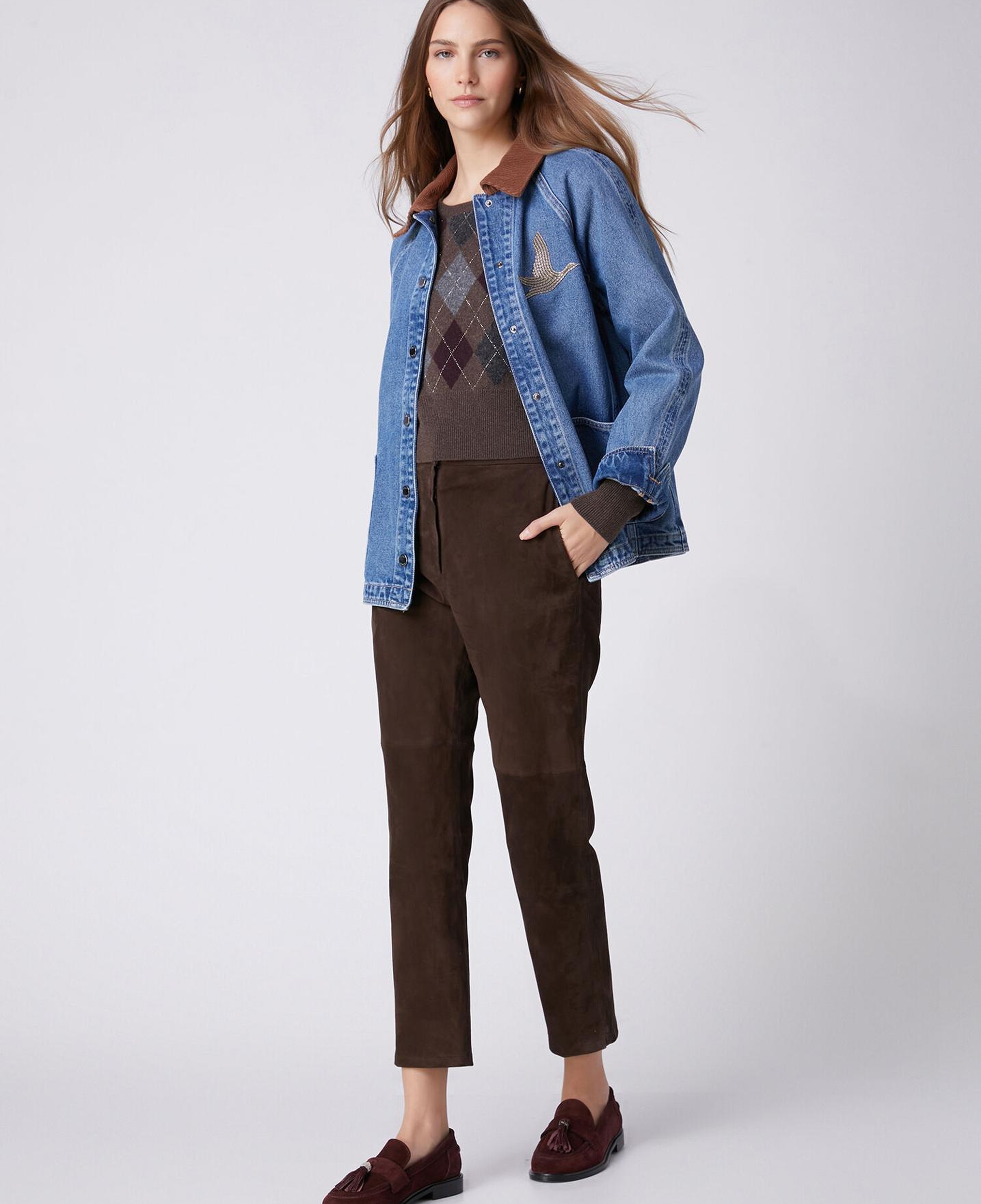 Beymen Club Kadın Mavi Kadife Yaka Denim Gömlek