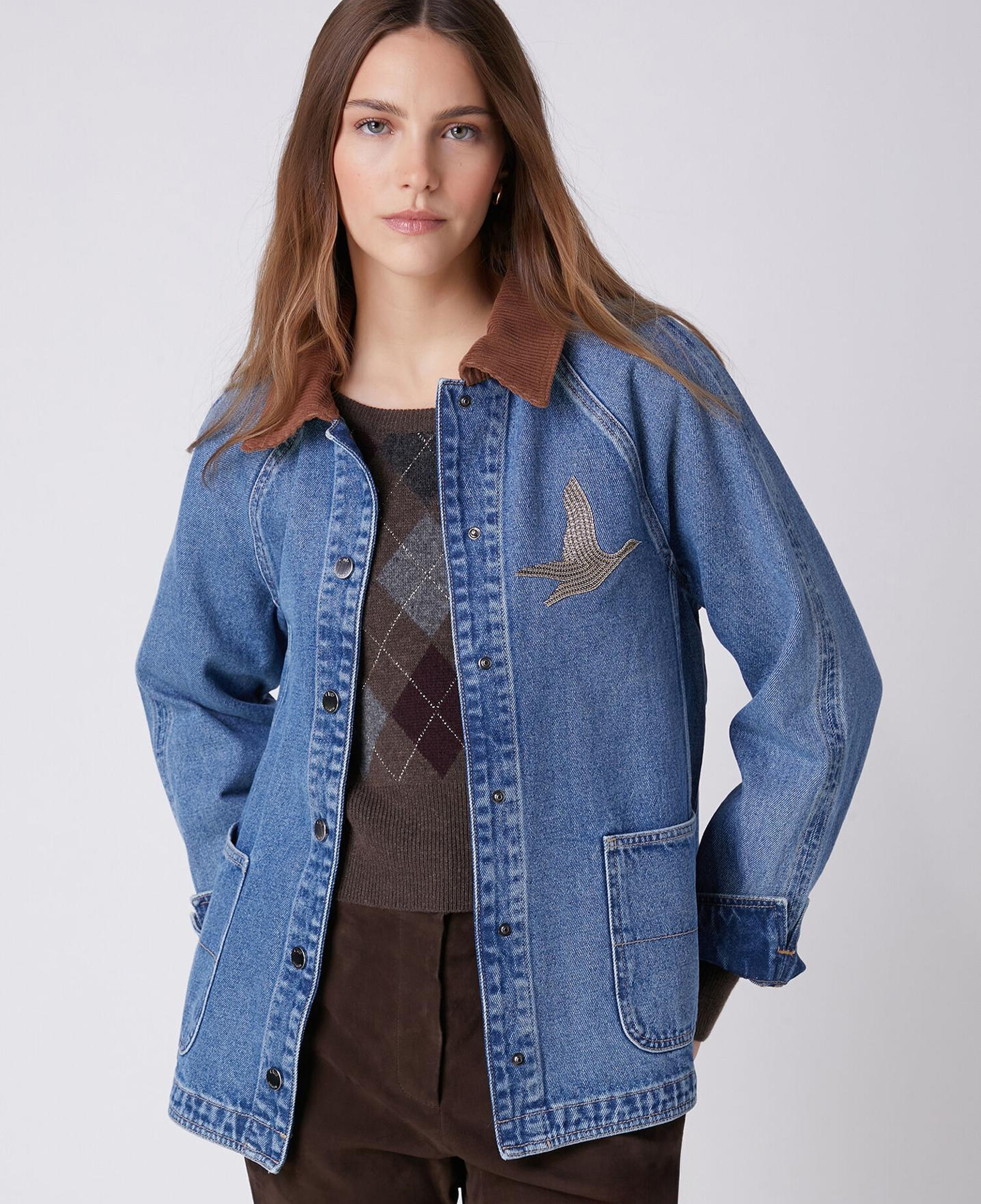 Beymen Club Kadın Mavi Kadife Yaka Denim Gömlek