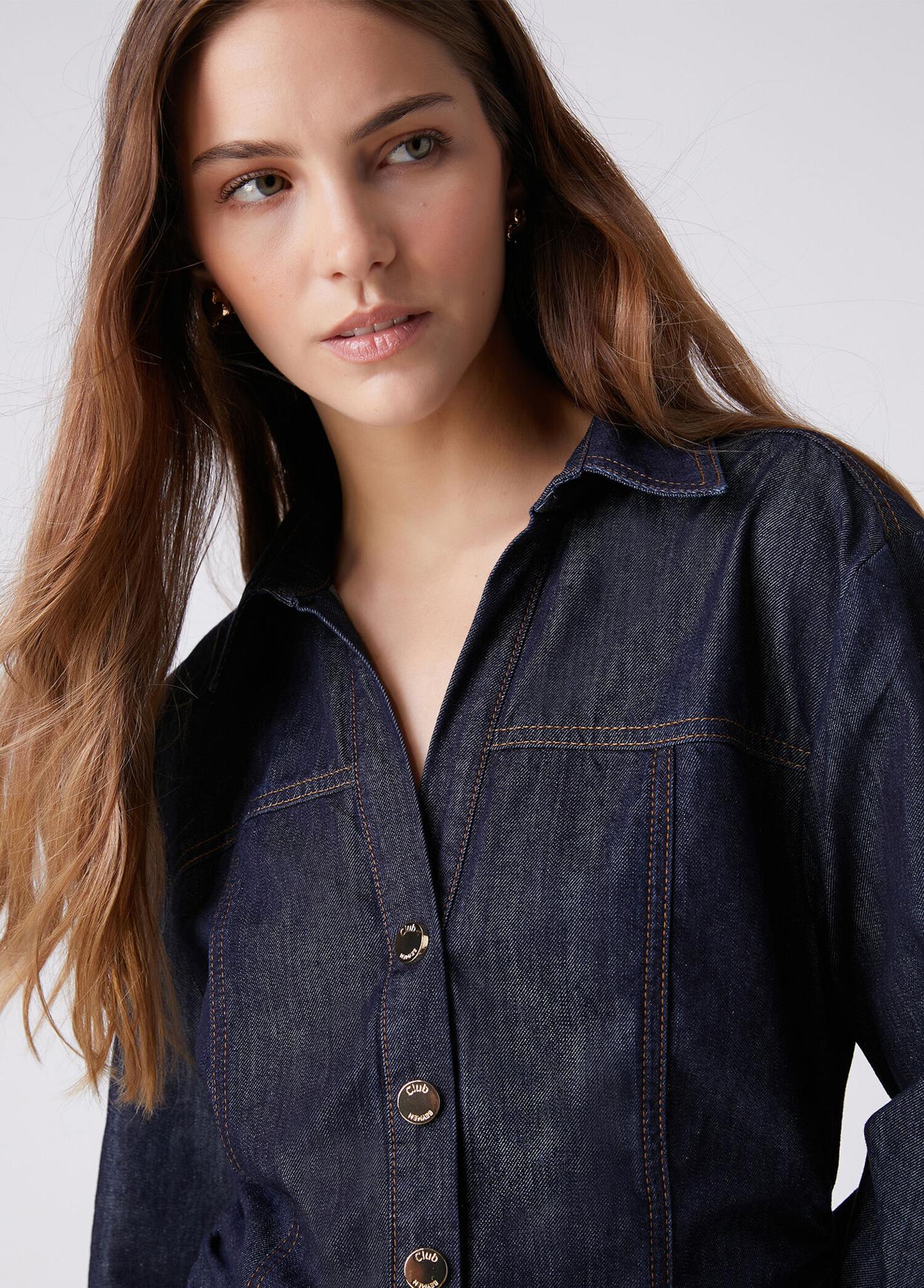 Beymen Club Kadın Lacivert Beli Büzgü Detaylı Denim Gömlek