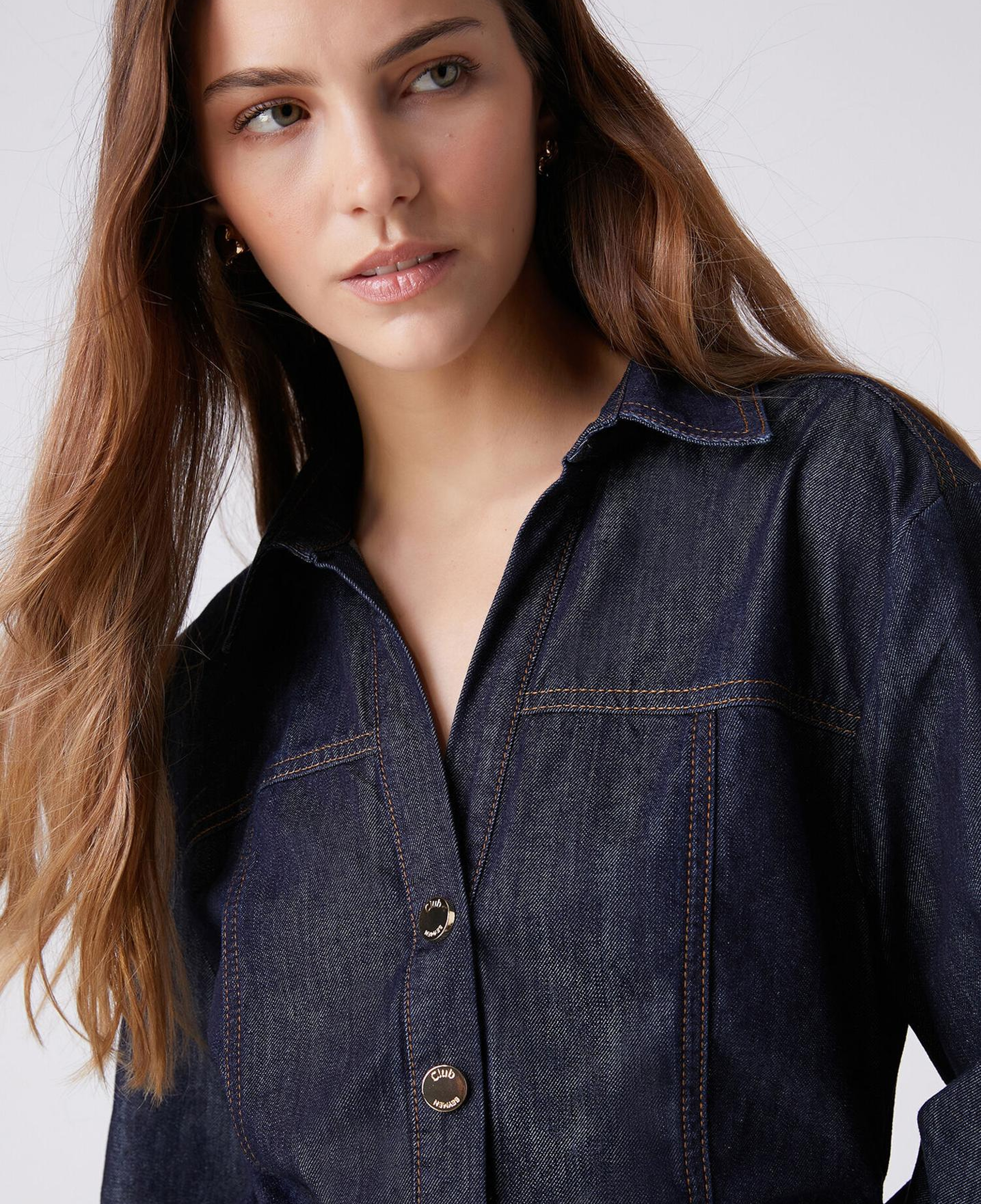 Beymen Club Kadın Lacivert Beli Büzgü Detaylı Denim Gömlek