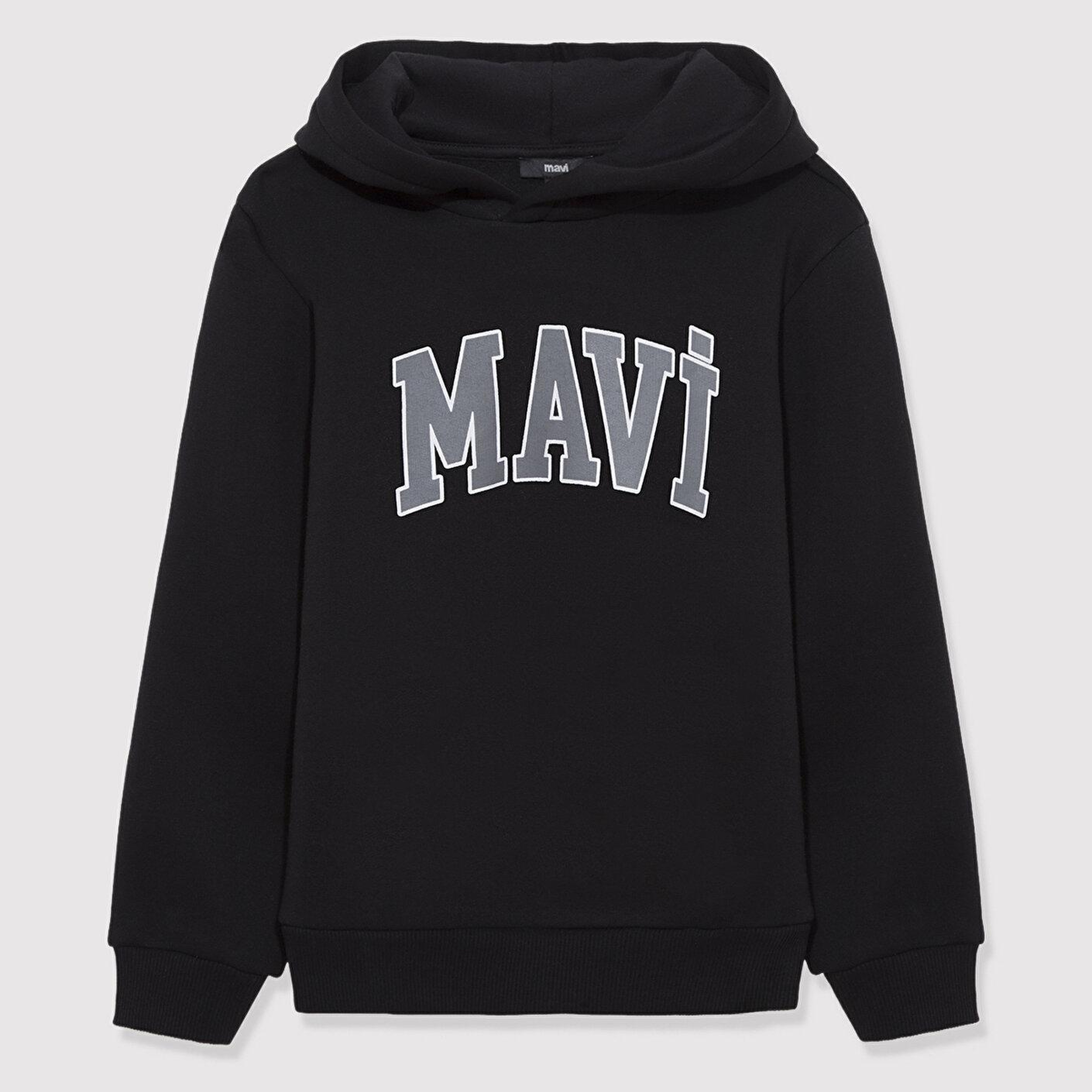Mavi Mavi Logo Baskılı Kapüşonlu Siyah Sweatshirt 6610110-900