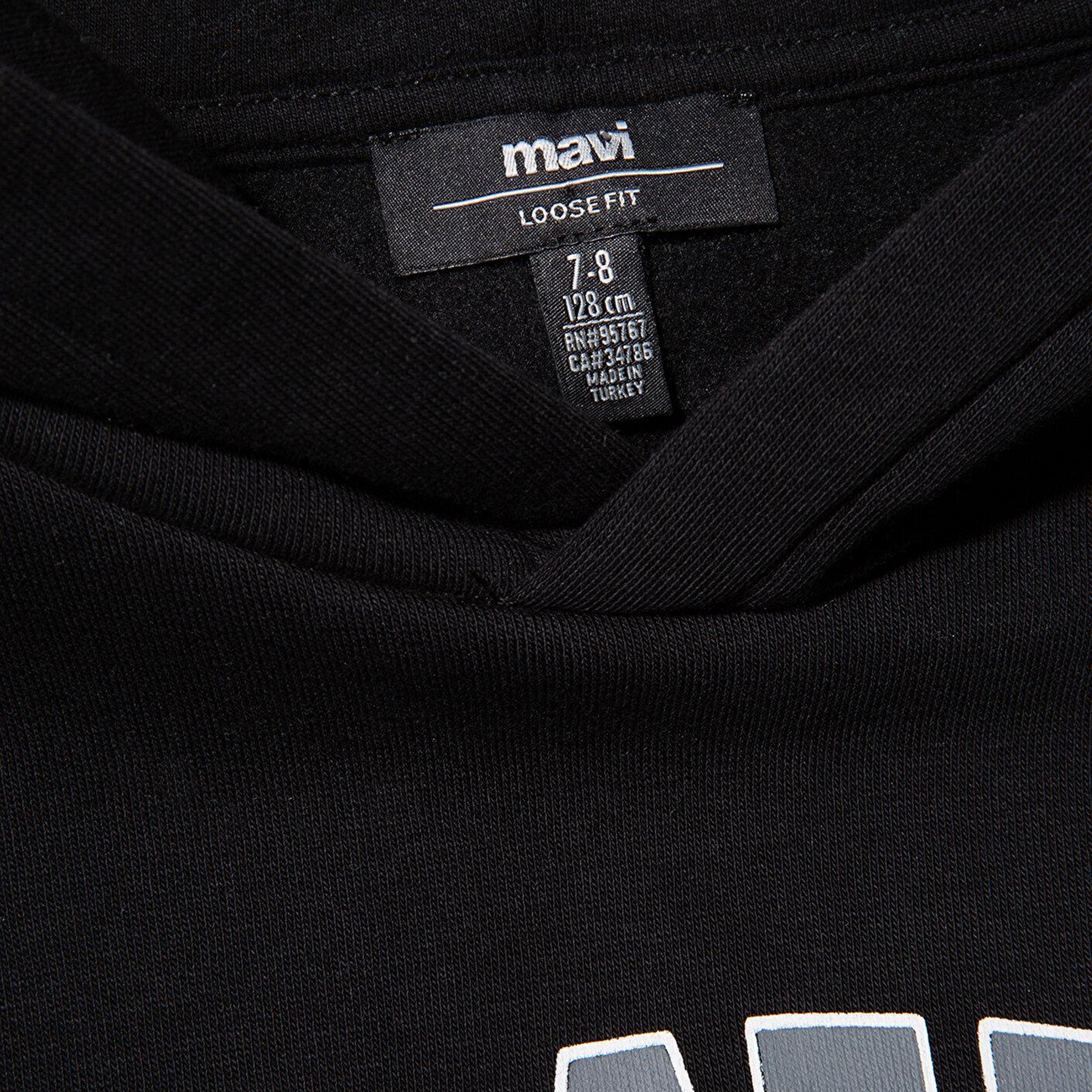 Mavi Mavi Logo Baskılı Kapüşonlu Siyah Sweatshirt 6610110-900