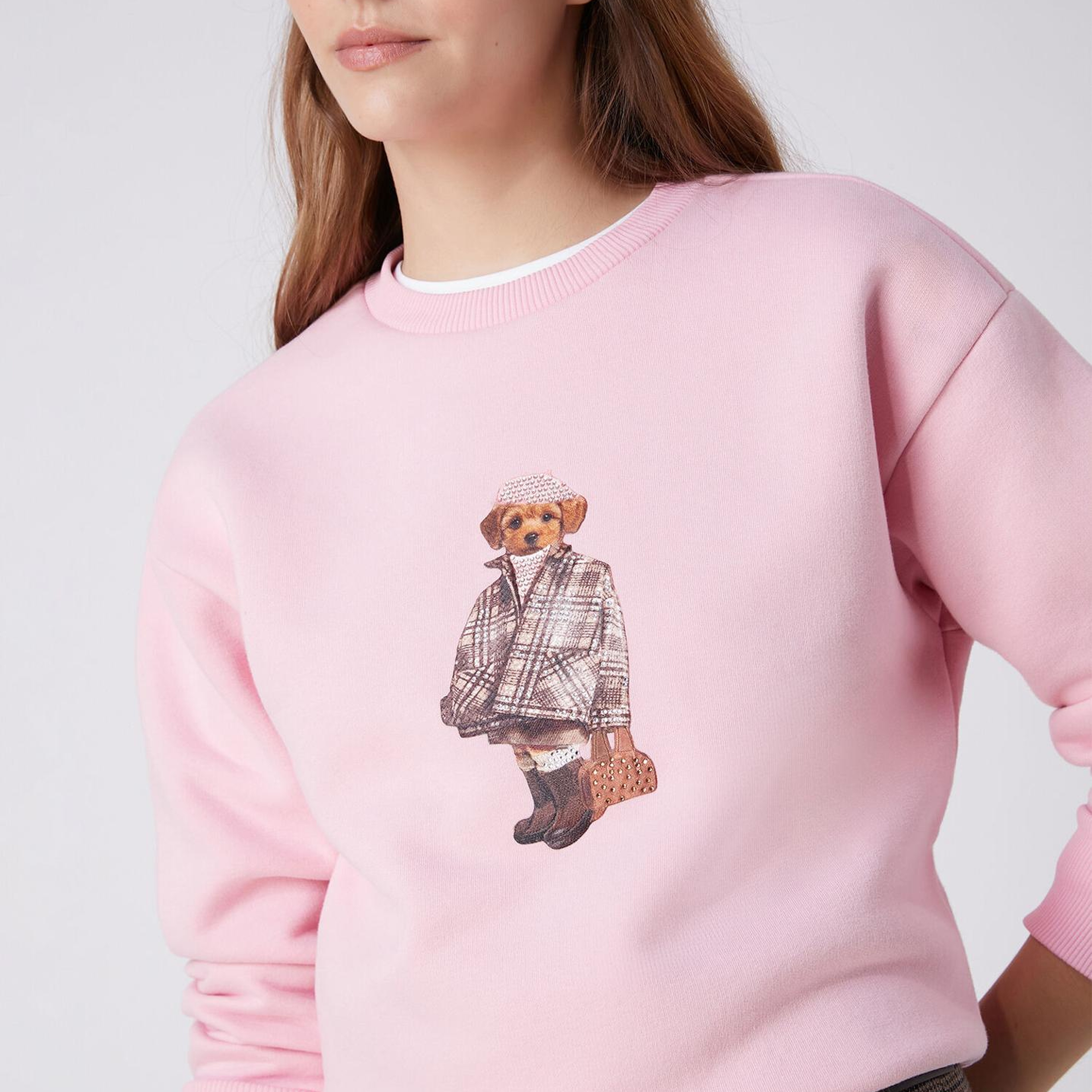 Beymen Club Kadın Pembe Taşlı Köpek Baskılı Sweatshirt