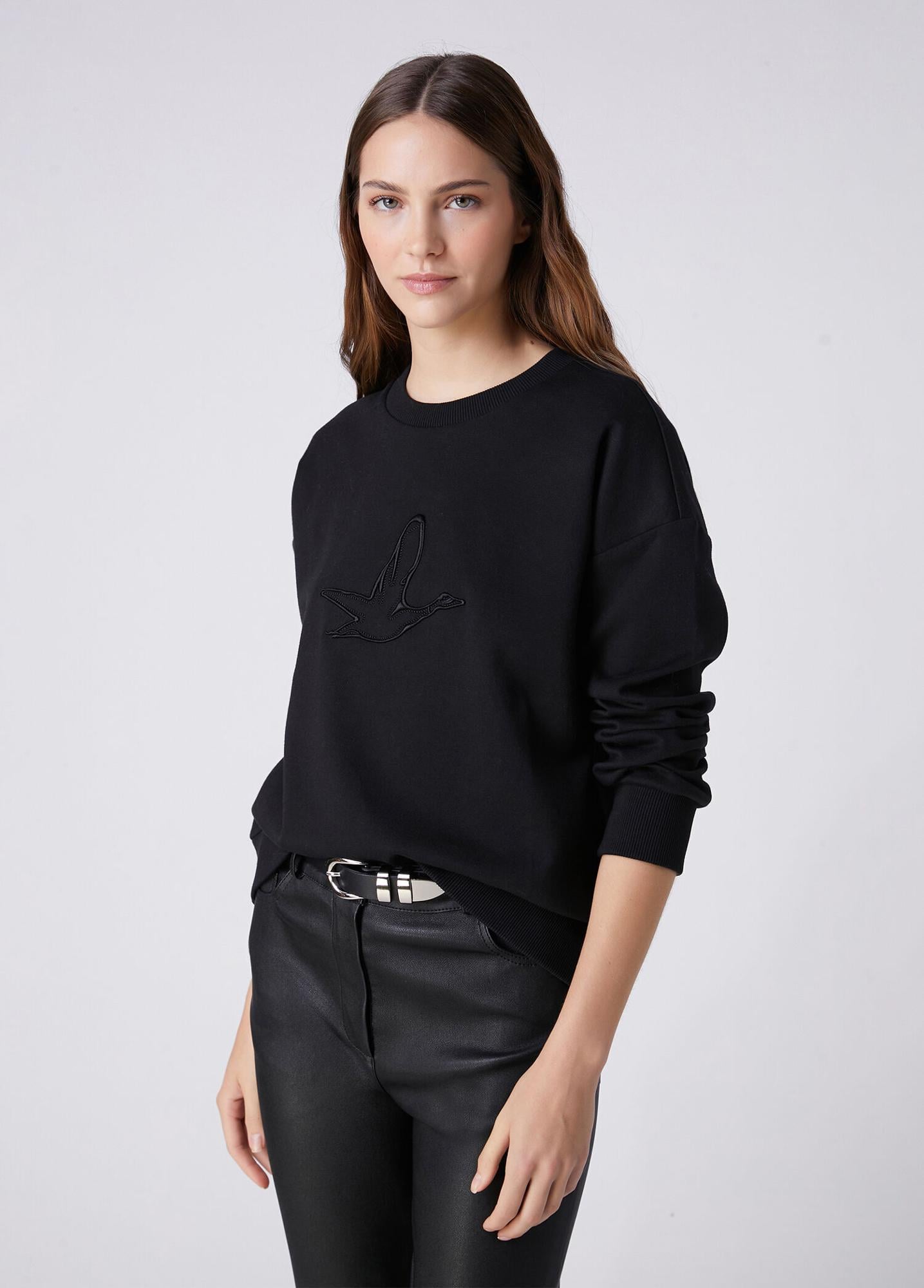 Beymen Club Kadın Siyah Logo Nakışlı Sweatshirt