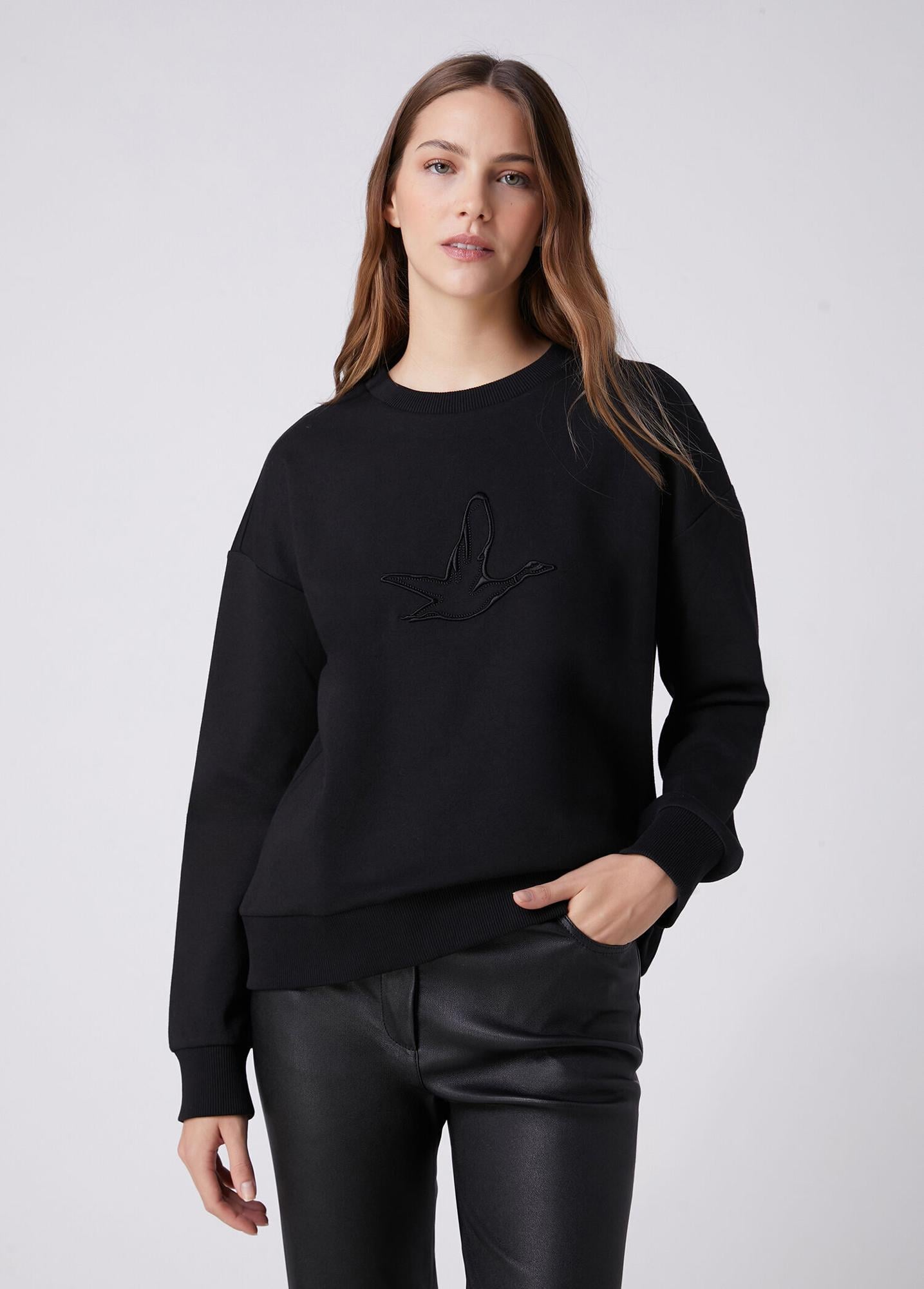 Beymen Club Kadın Siyah Logo Nakışlı Sweatshirt