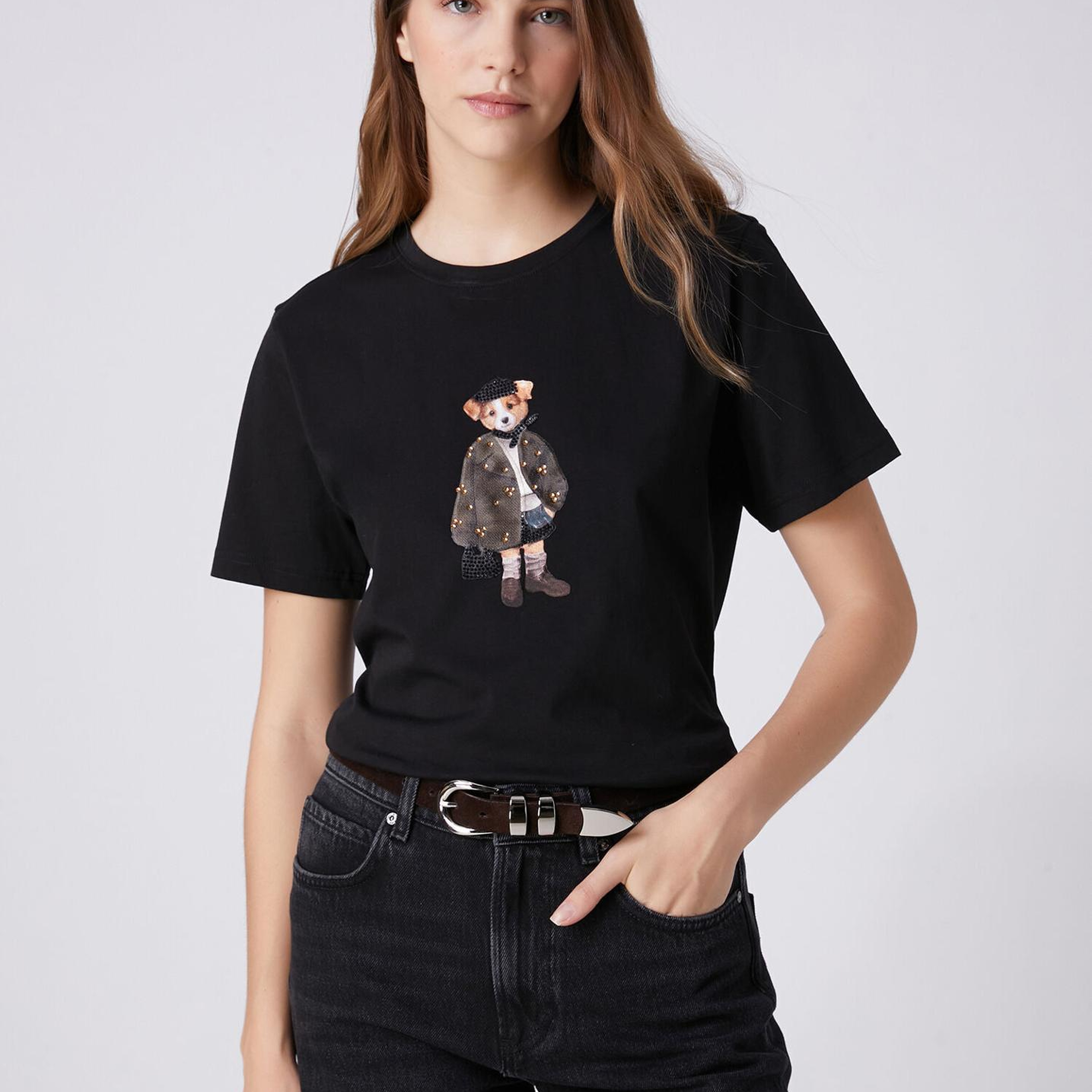Beymen Club Kadın Siyah Ceketli Köpek Detaylı T-shirt