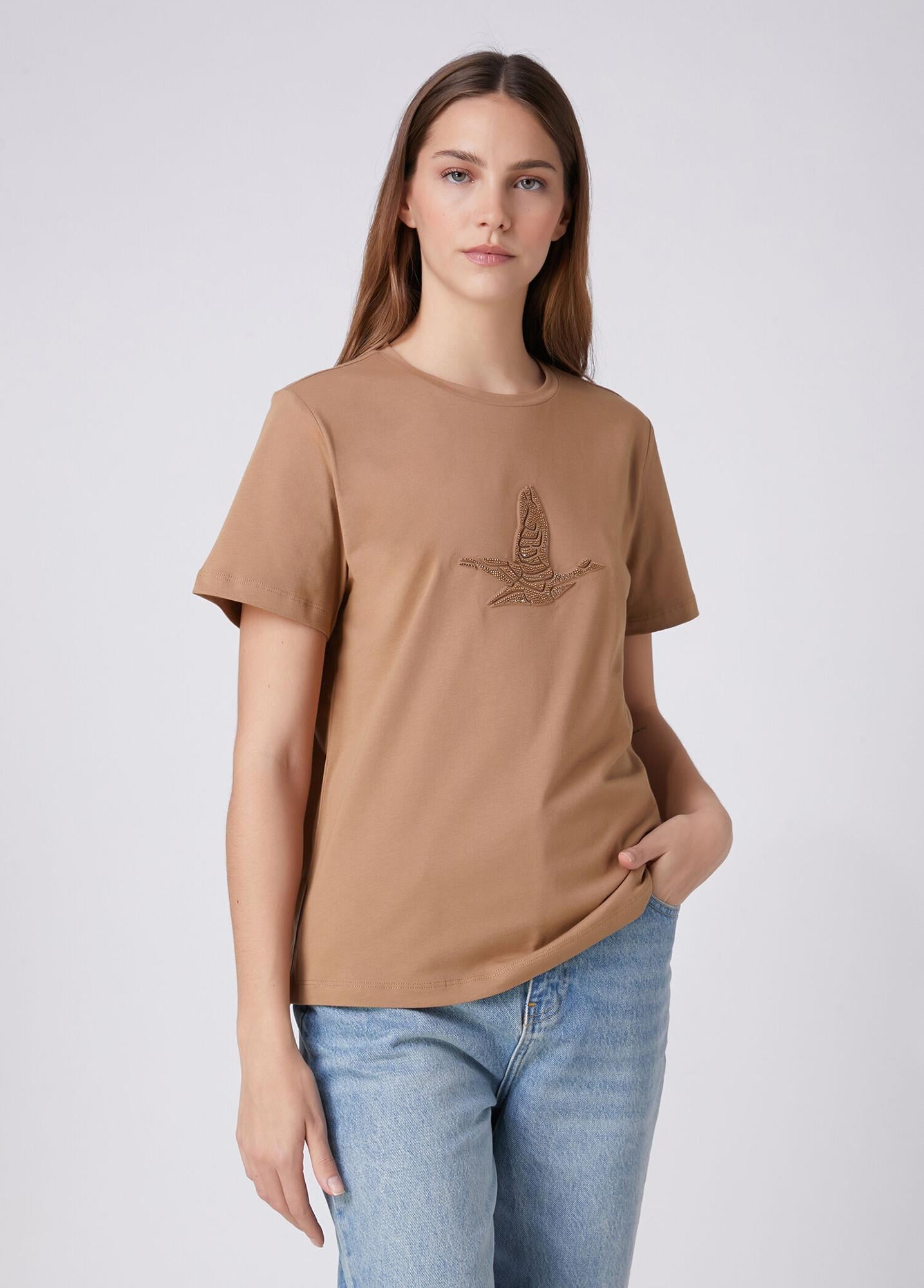 Beymen Club Kadın Camel Gofre Hotfix Logolu Sweatshirt