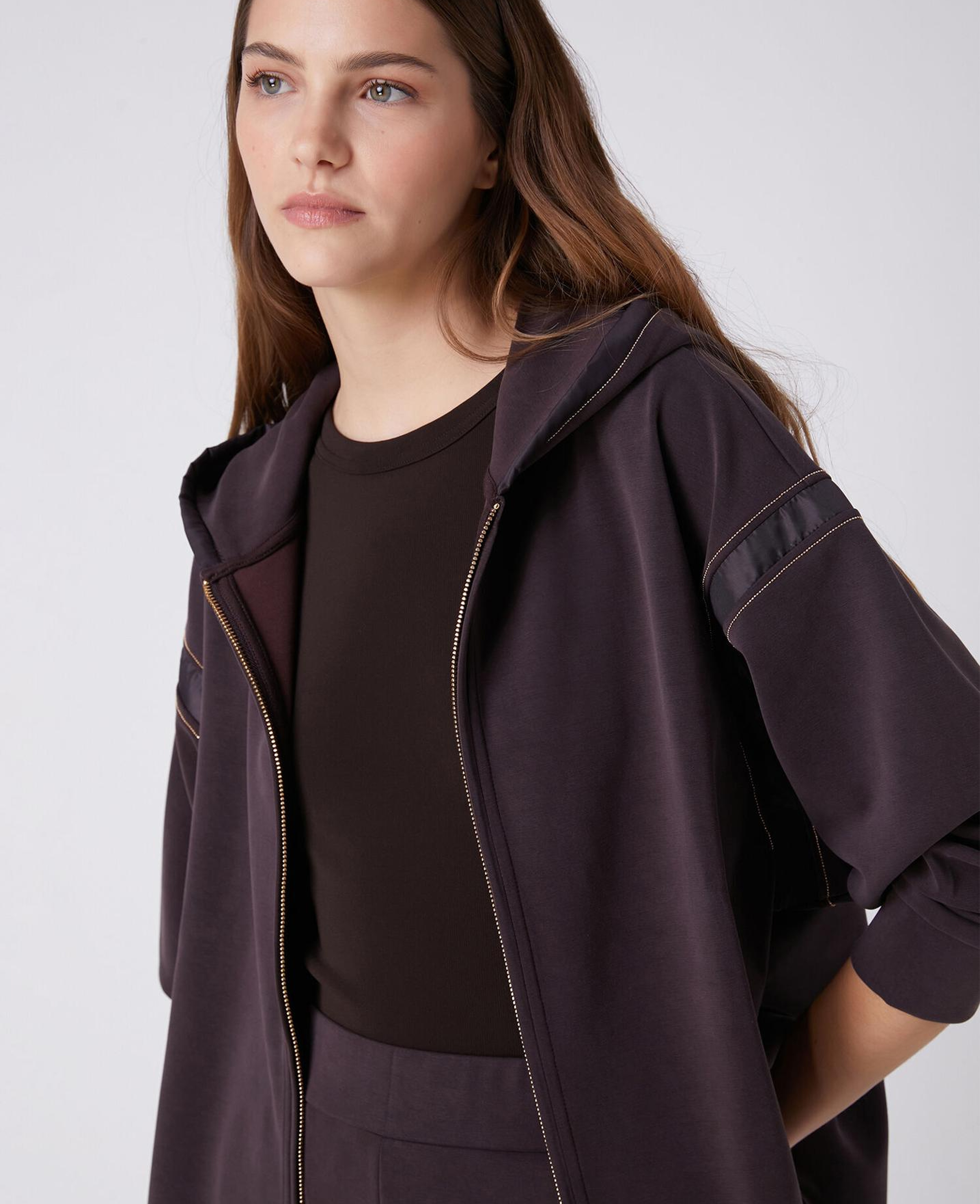 Beymen Club Kadın Mürdüm Kapüşonlu Zincir Detaylı Sweatshirt