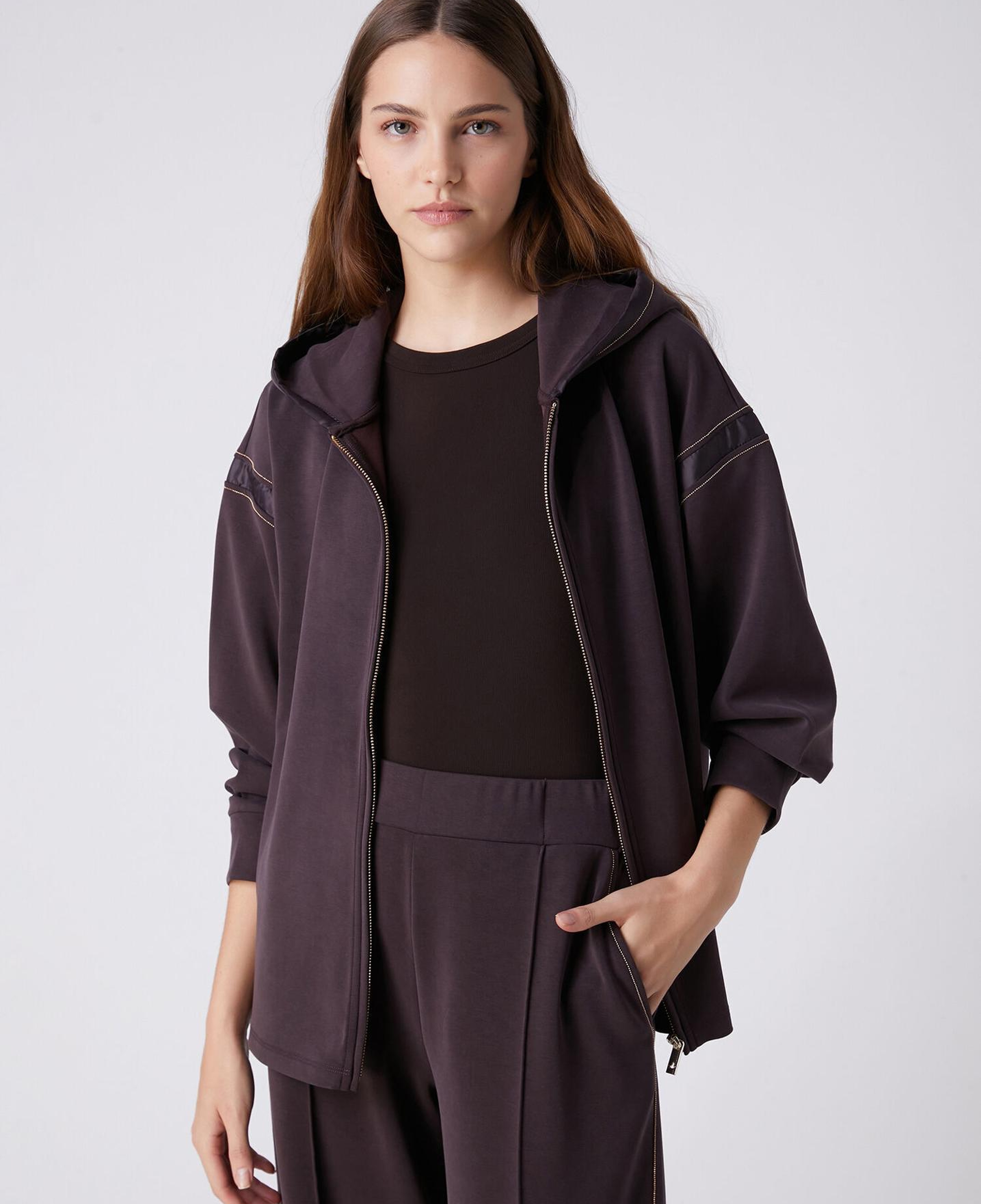 Beymen Club Kadın Mürdüm Kapüşonlu Zincir Detaylı Sweatshirt