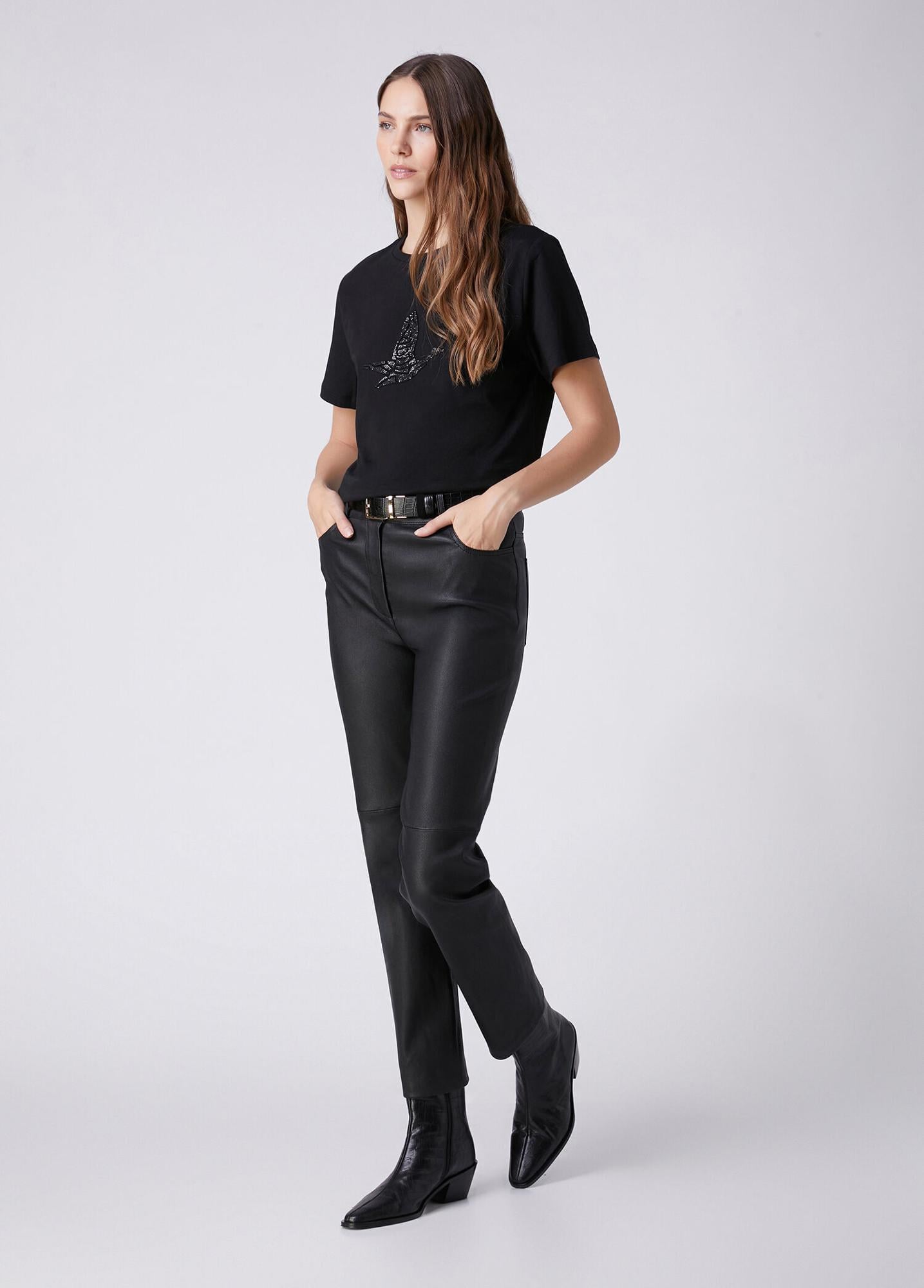 Beymen Club Kadın Siyah Hotfix Logolu T-shirt
