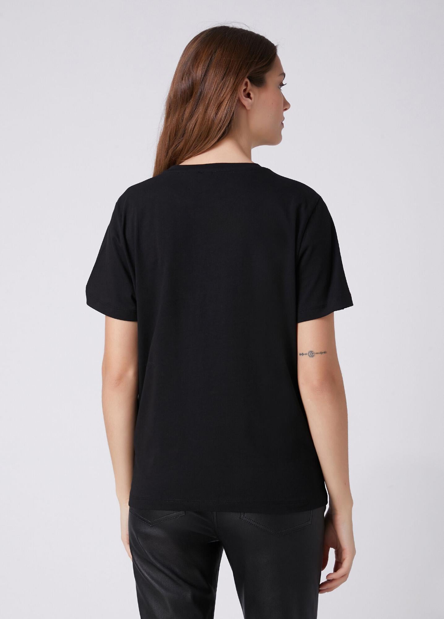 Beymen Club Kadın Siyah Hotfix Logolu T-shirt