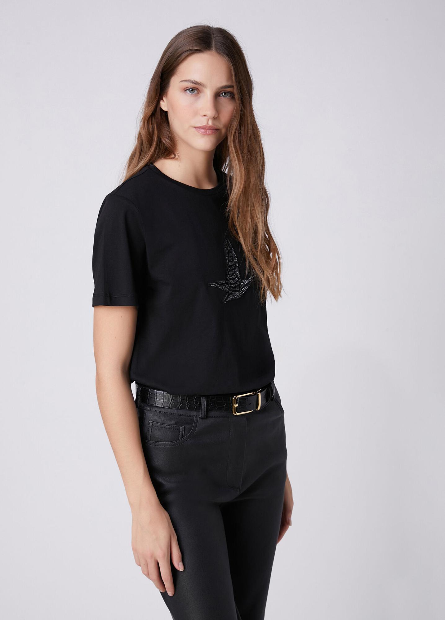 Beymen Club Kadın Siyah Hotfix Logolu T-shirt