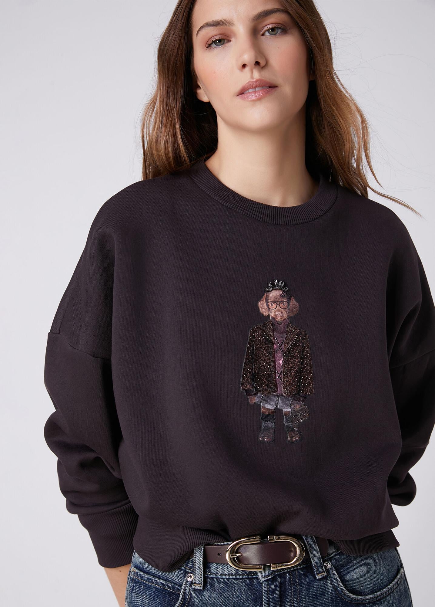 Beymen Club Kadın Oversize Mürdüm Köpek Detaylı Sweatshirt