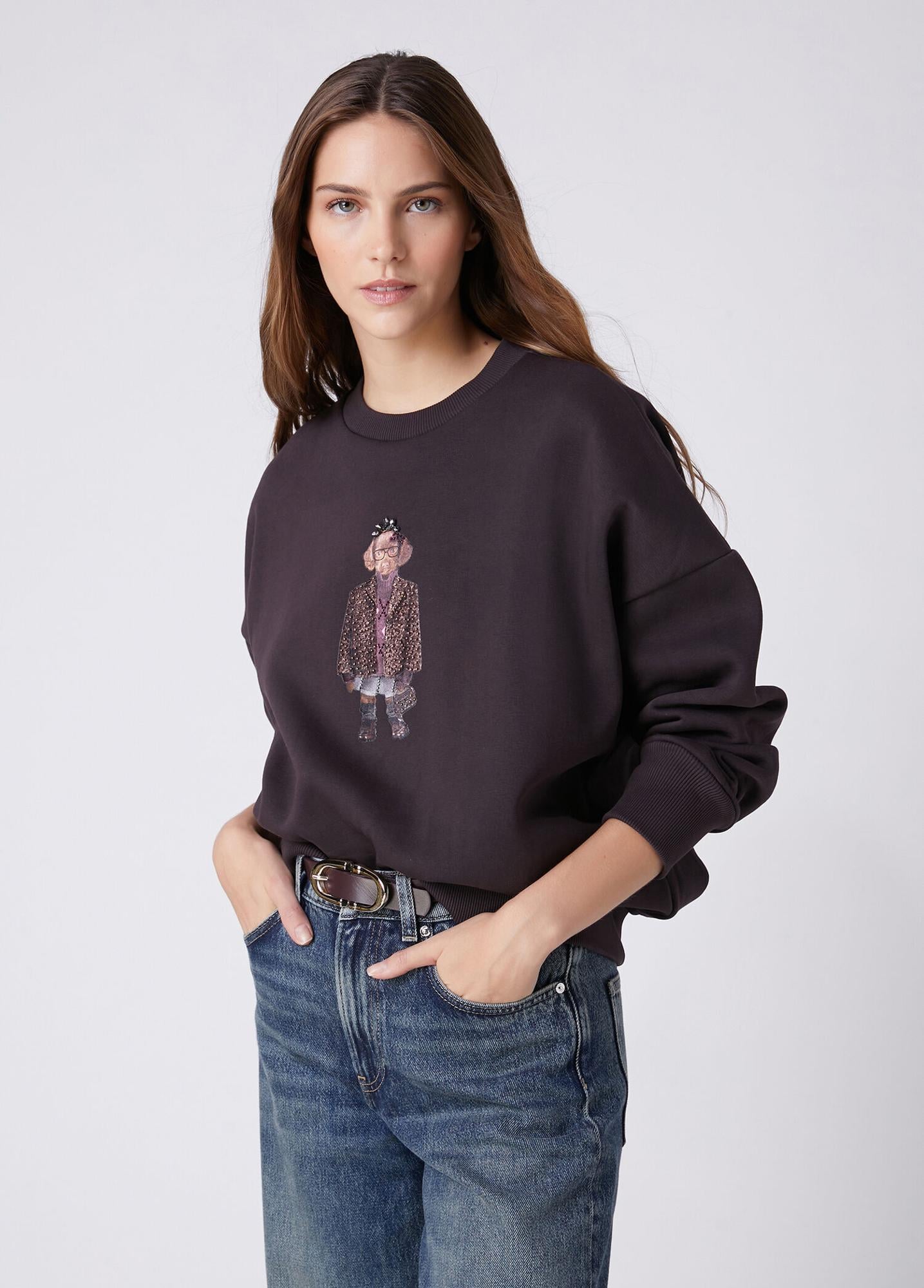 Beymen Club Kadın Oversize Mürdüm Köpek Detaylı Sweatshirt