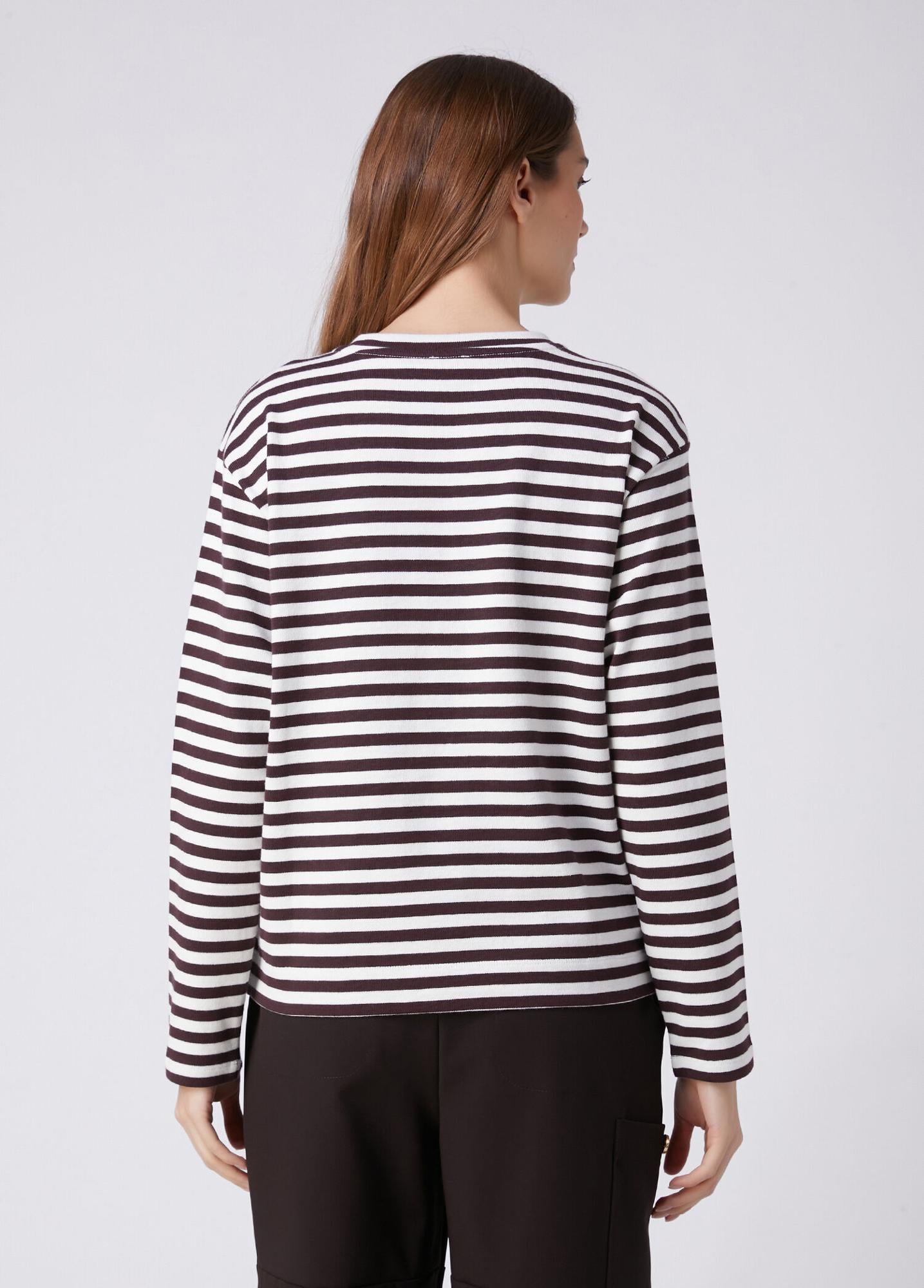 Beymen Club Kadın Clubby Bordo Beyaz Çizgili Taşlı Sweatshirt