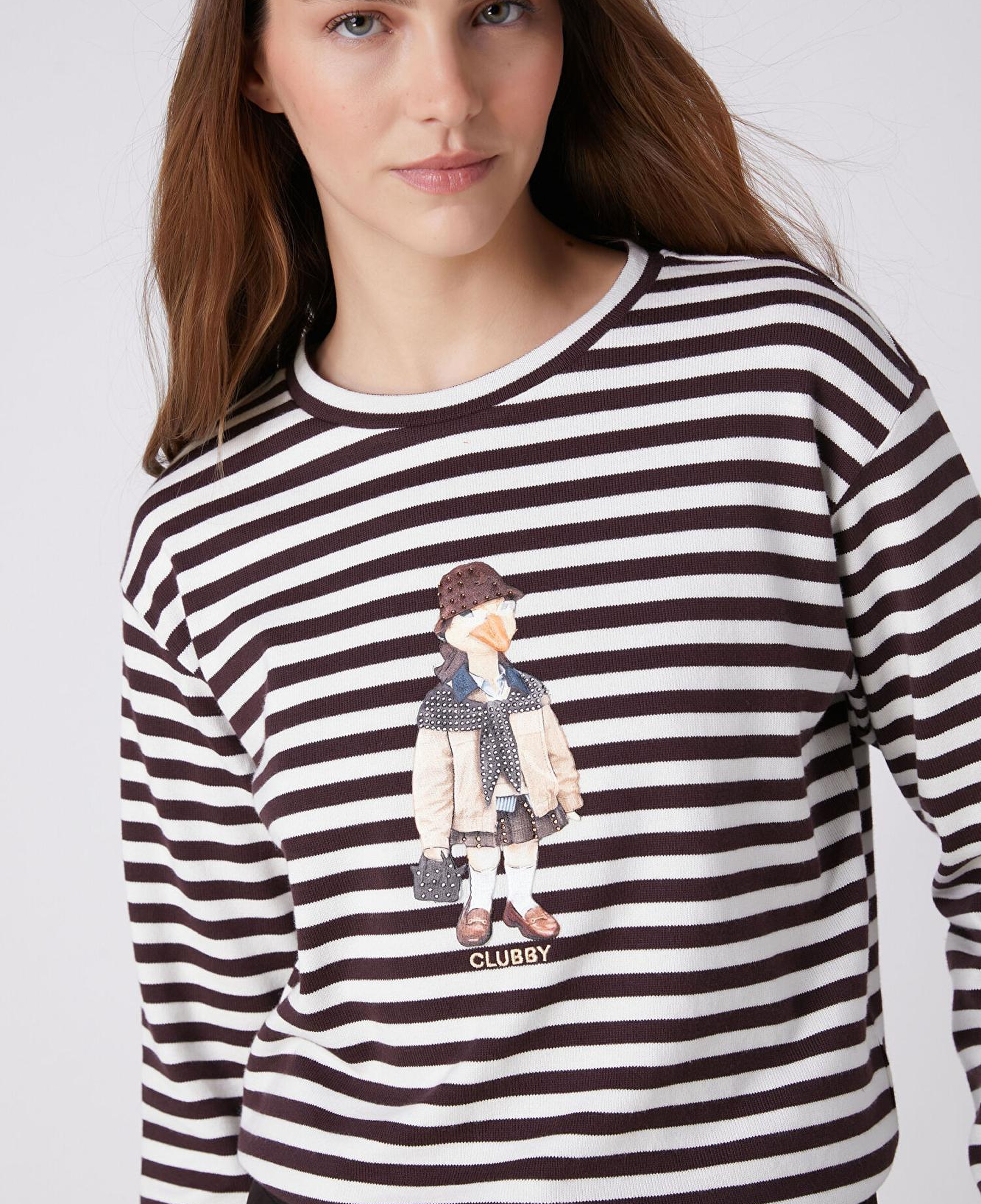 Beymen Club Kadın Clubby Bordo Beyaz Çizgili Taşlı Sweatshirt