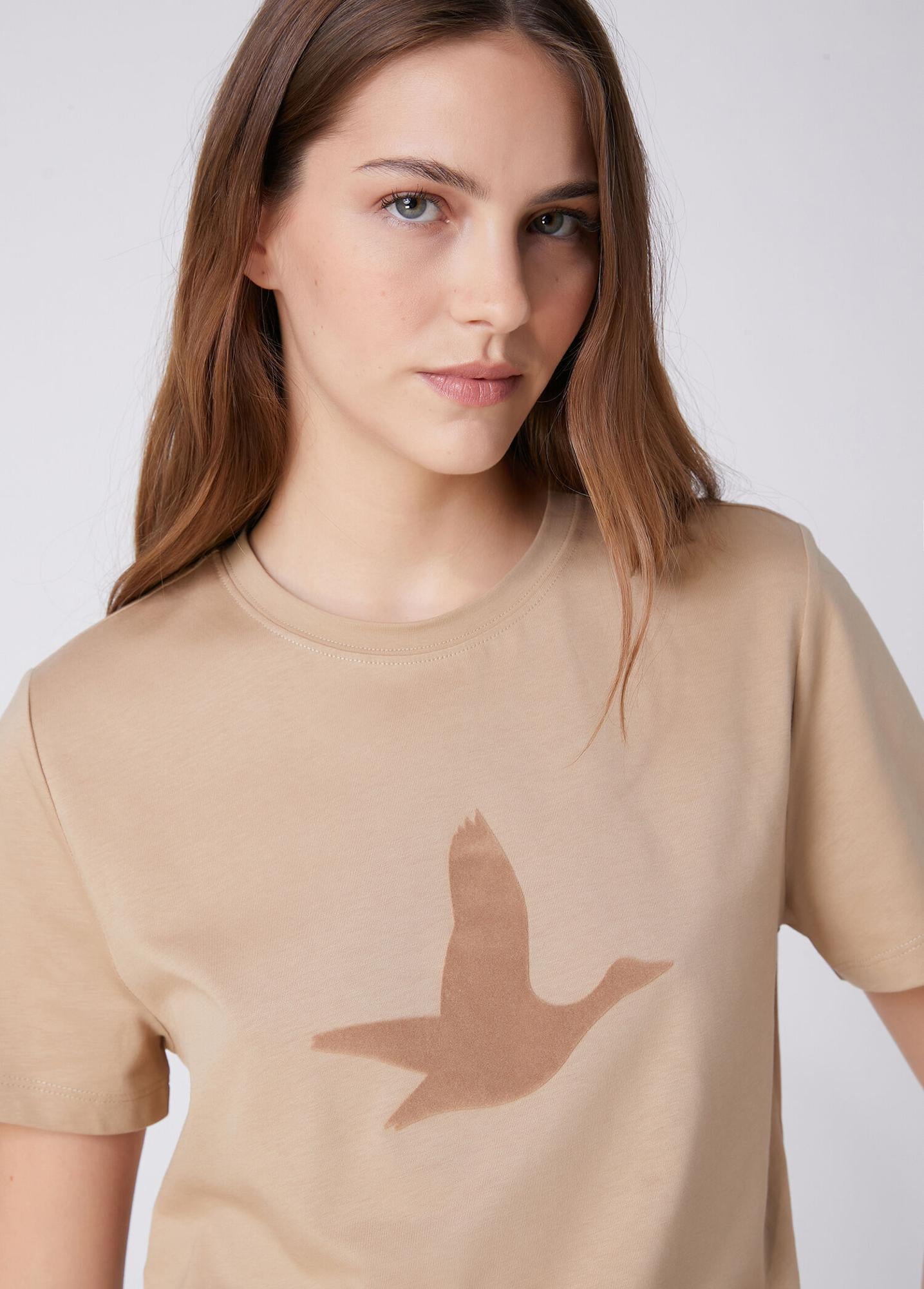 Beymen Club Kadın Bej Tonal Logo Baskılı T-shirt