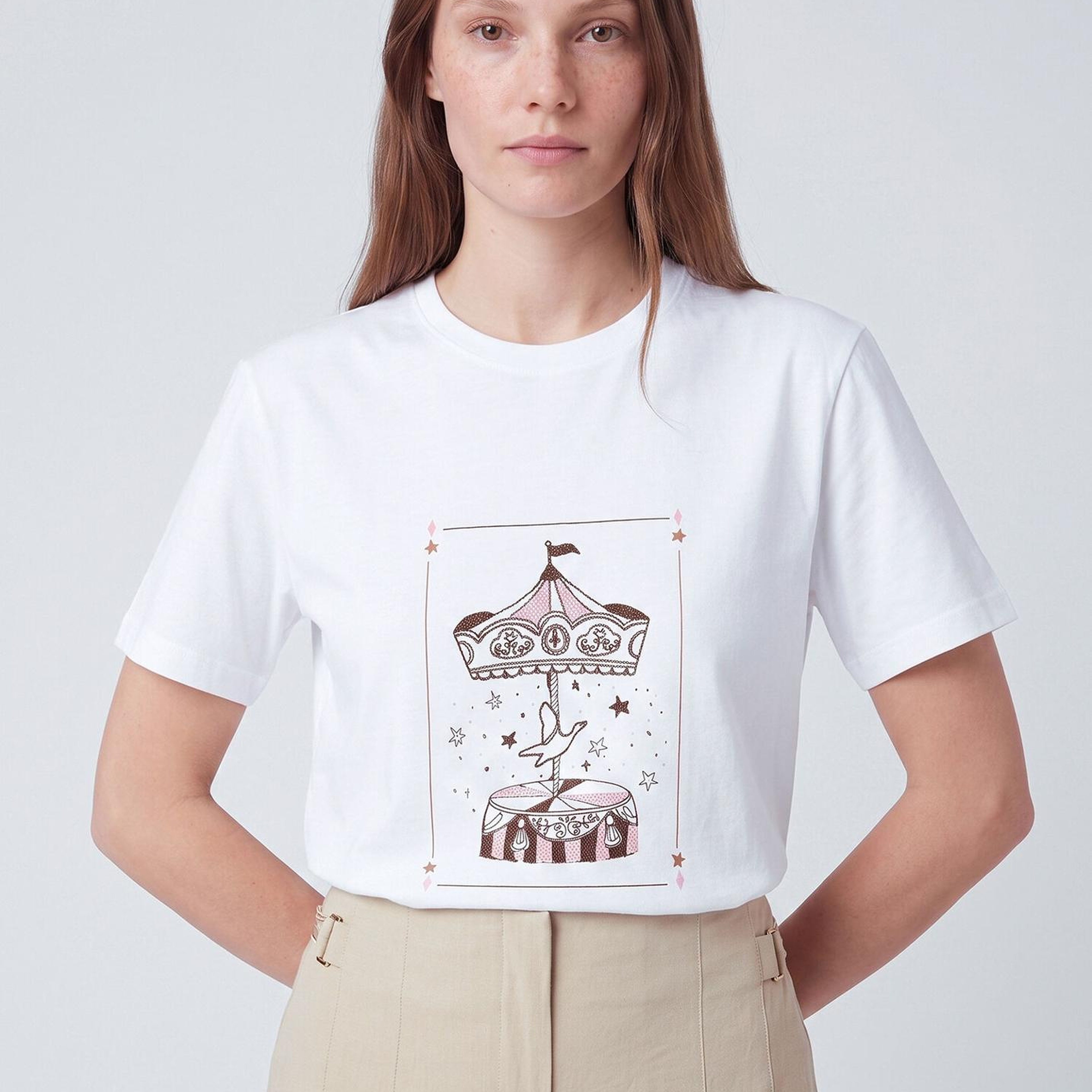 Beymen Club Kadın Kırık Beyaz Atlı Karınca Baskılı T-shirt