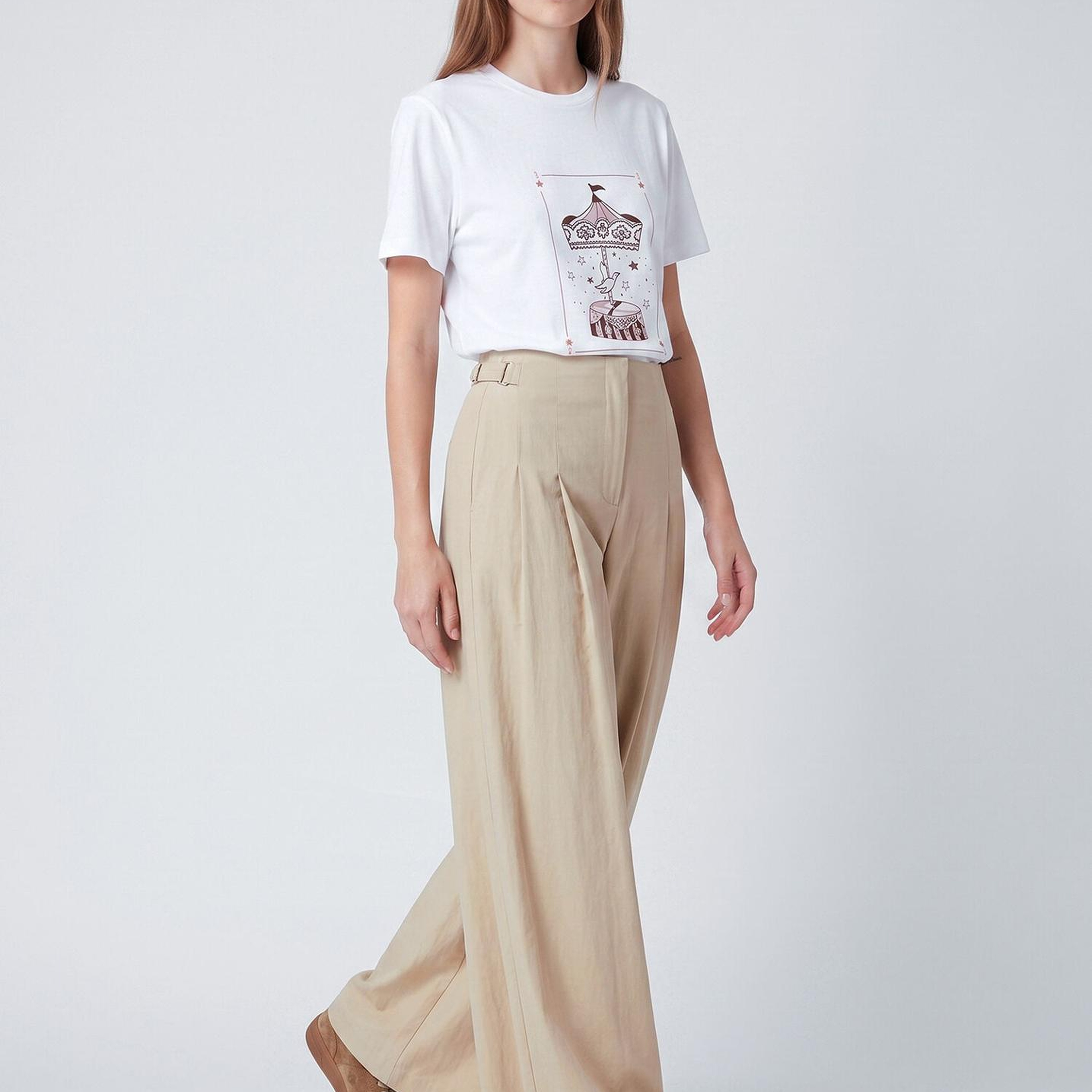 Beymen Club Kadın Kırık Beyaz Atlı Karınca Baskılı T-shirt