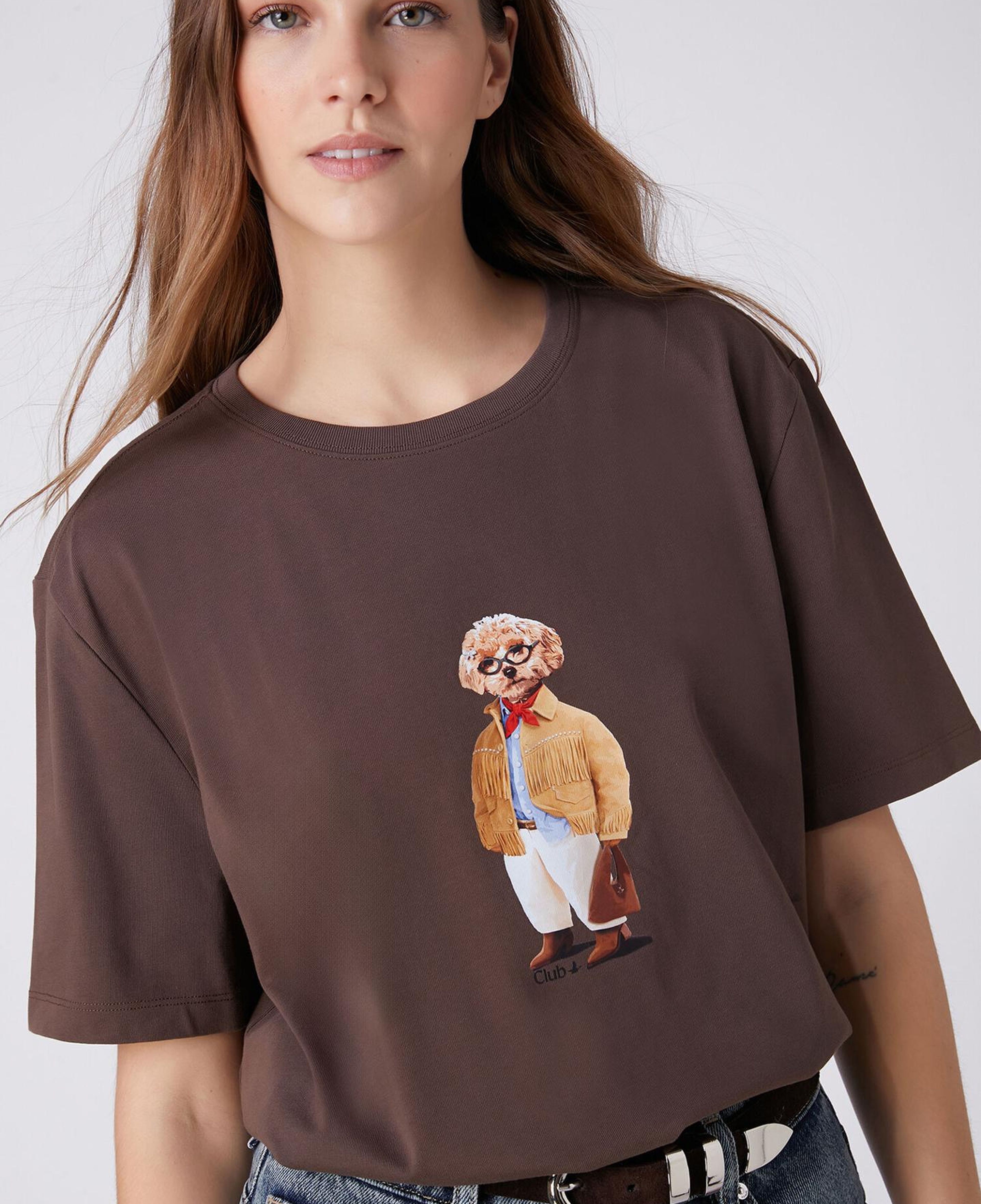 Beymen Club Kadın Kahverengi Köpek Baskılı T-shirt