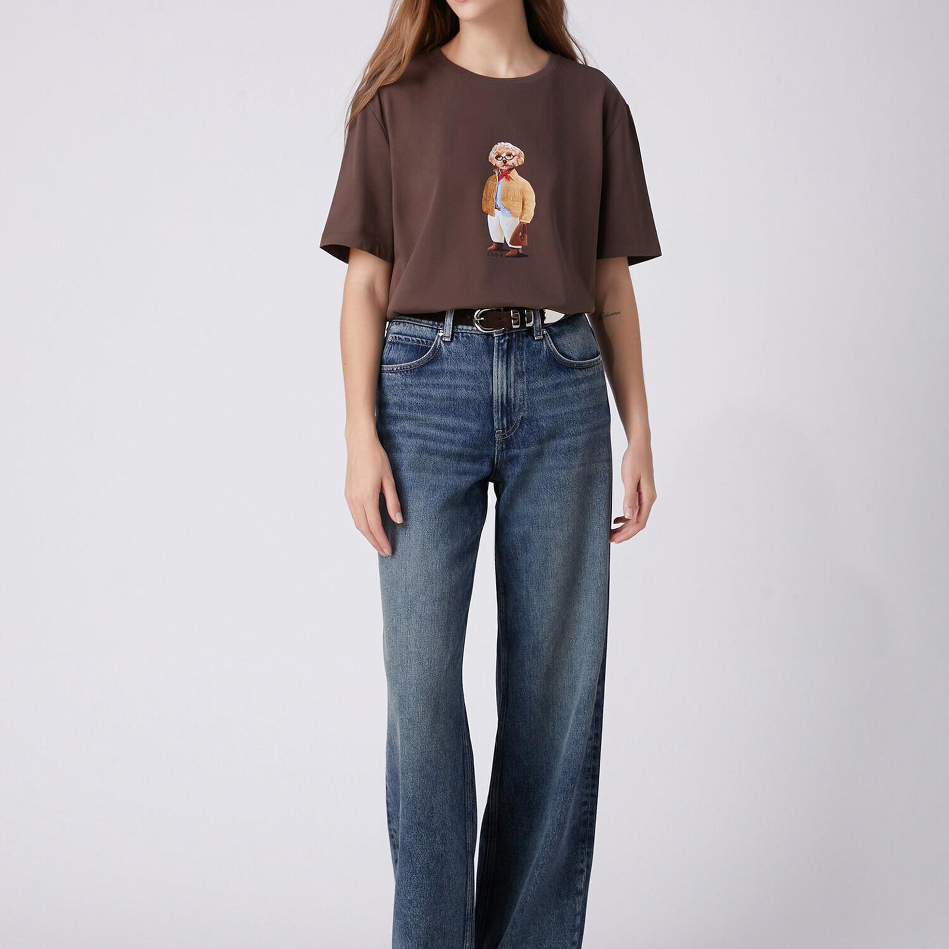 Beymen Club Kadın Kahverengi Köpek Baskılı T-shirt