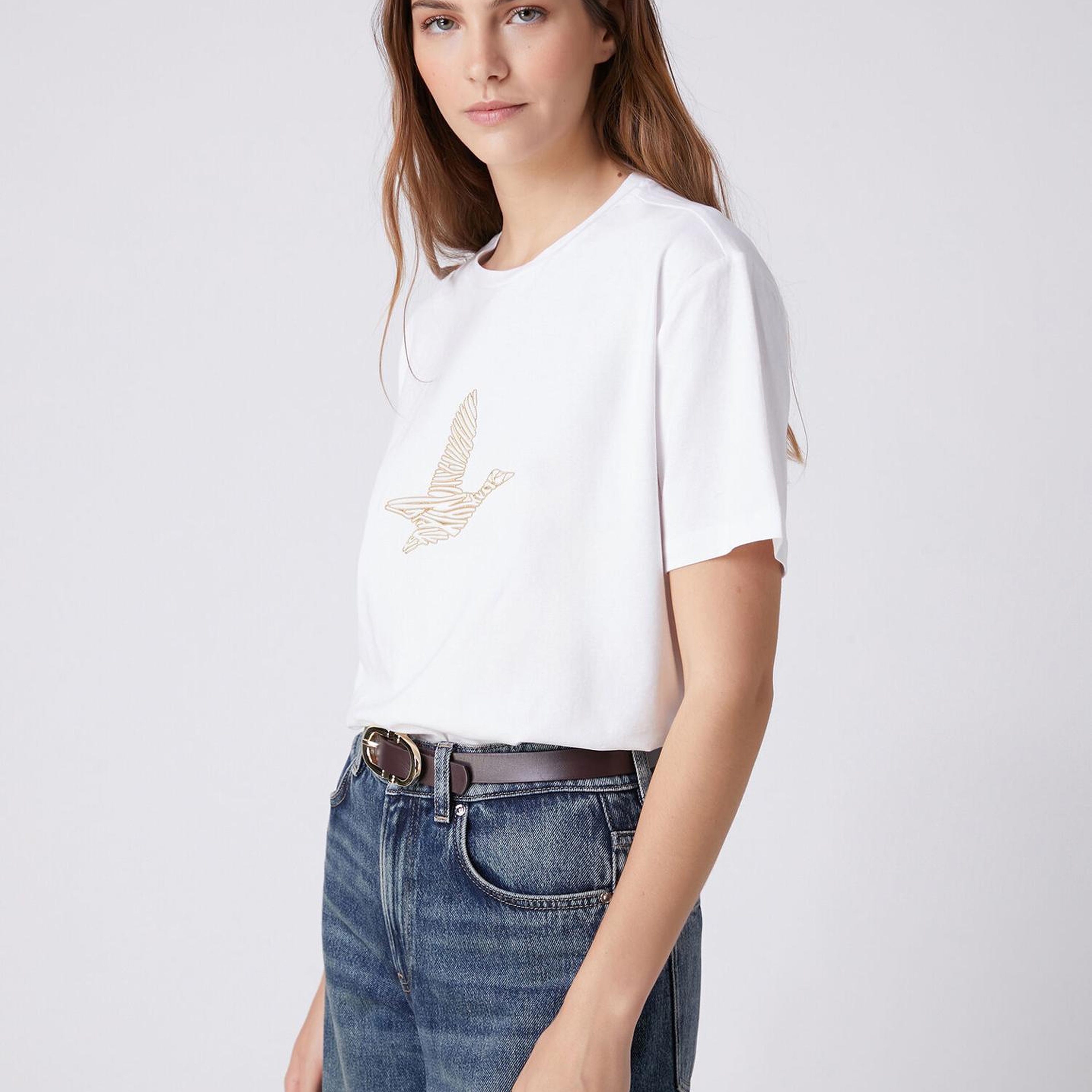 Beymen Club Kadın Beyaz Gold Logolu T-shirt