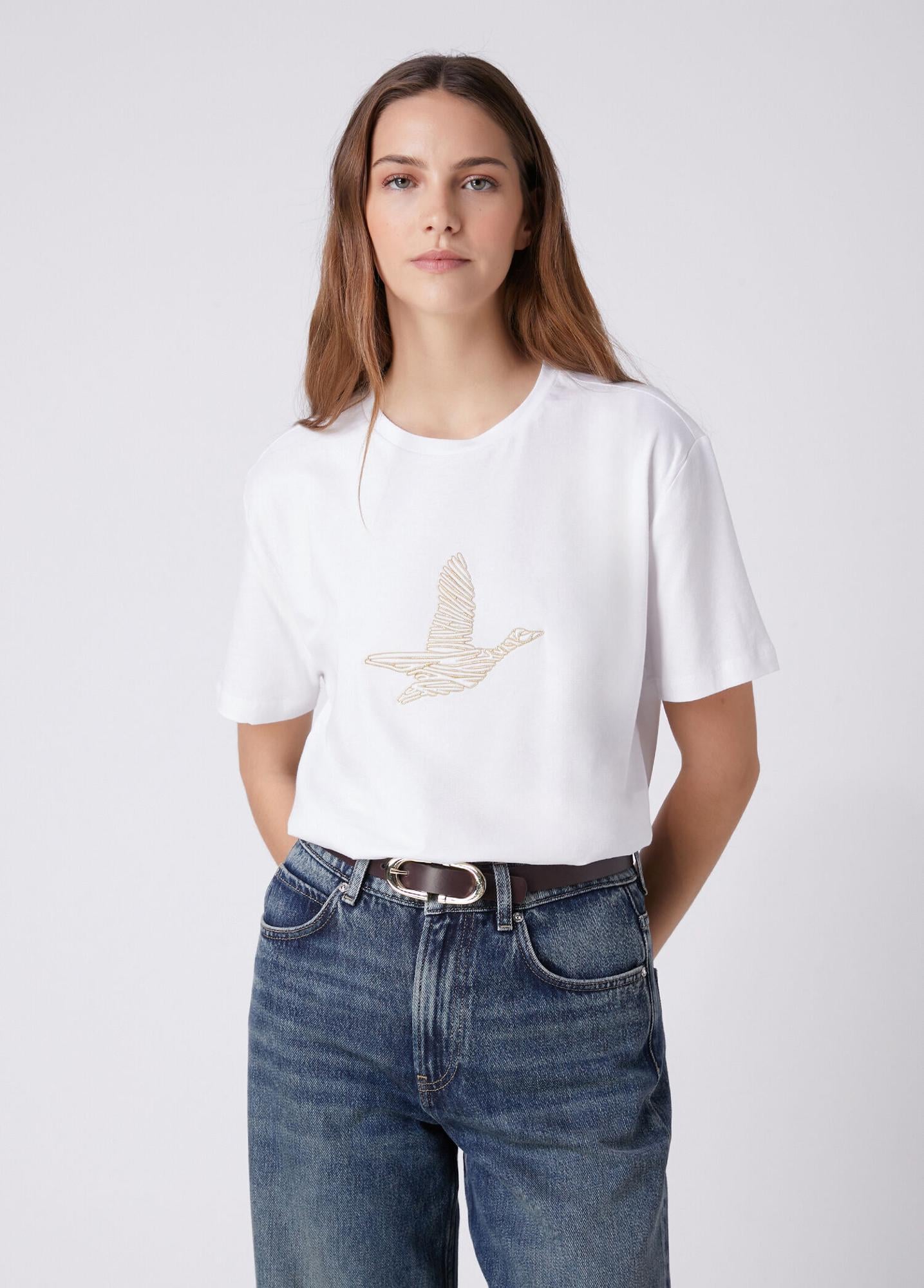 Beymen Club Kadın Beyaz Gold Logolu T-shirt