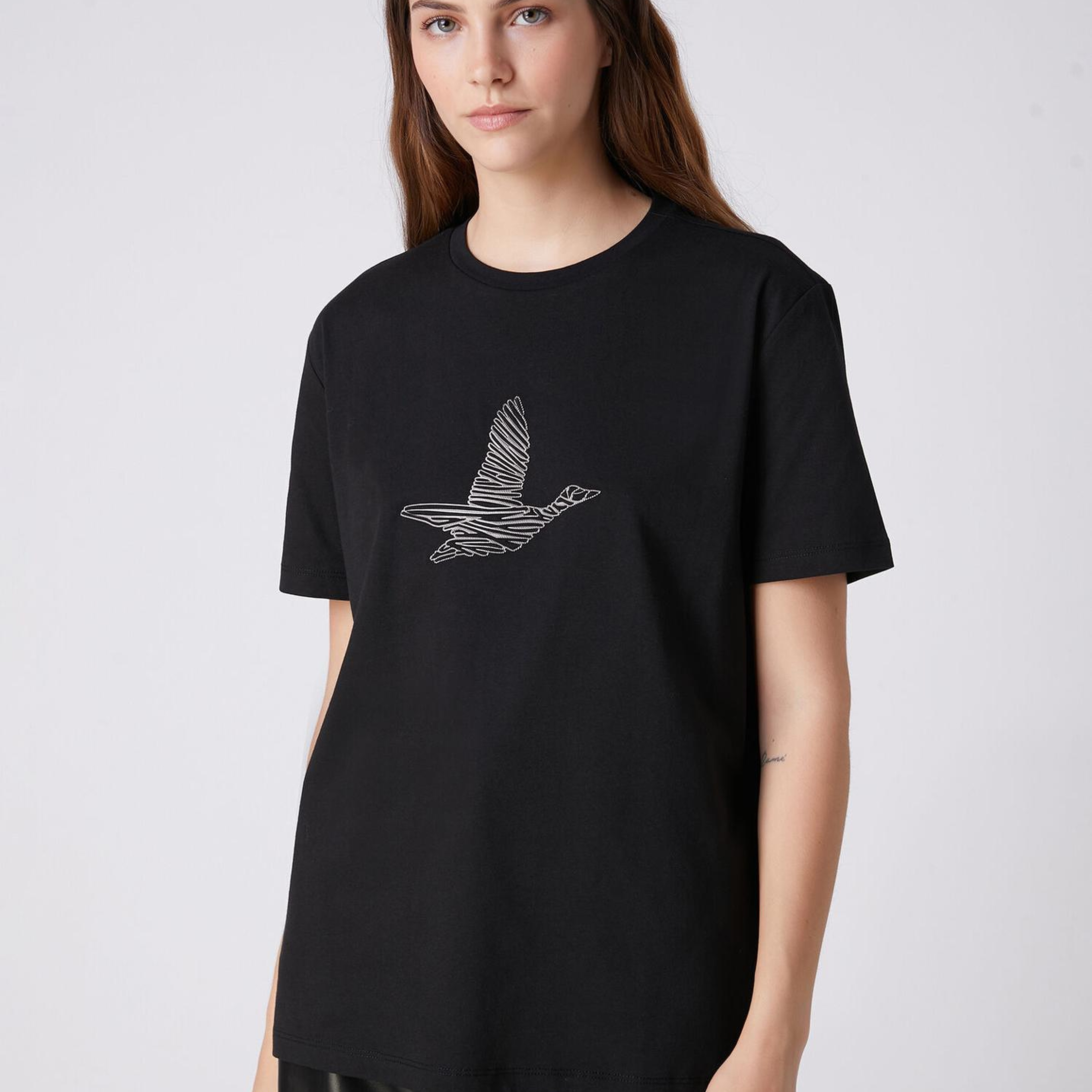 Beymen Club Kadın Siyah Logolu T-shirt