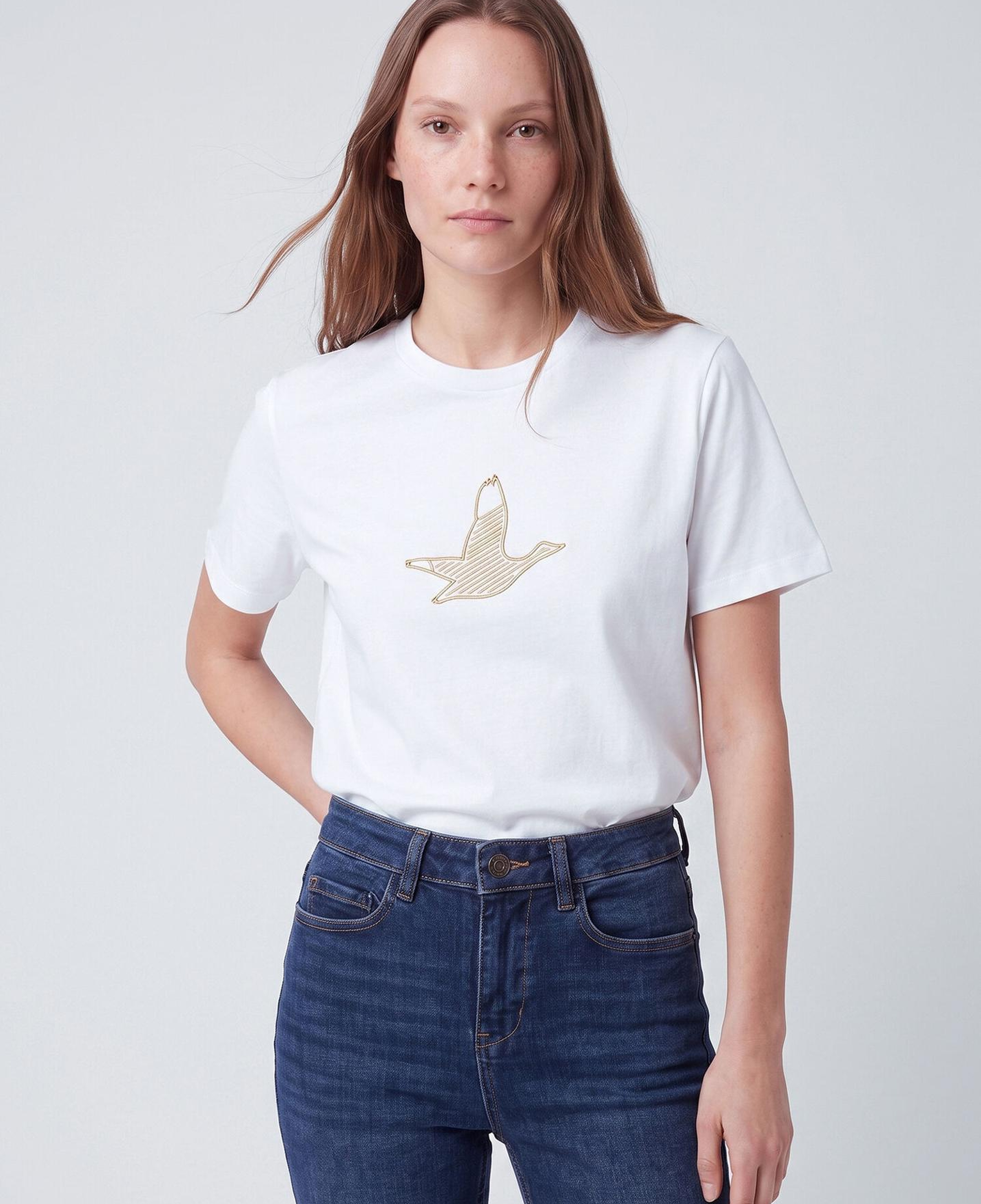 Beymen Club Kadın Kırık Beyaz Gold Logolu T-shirt