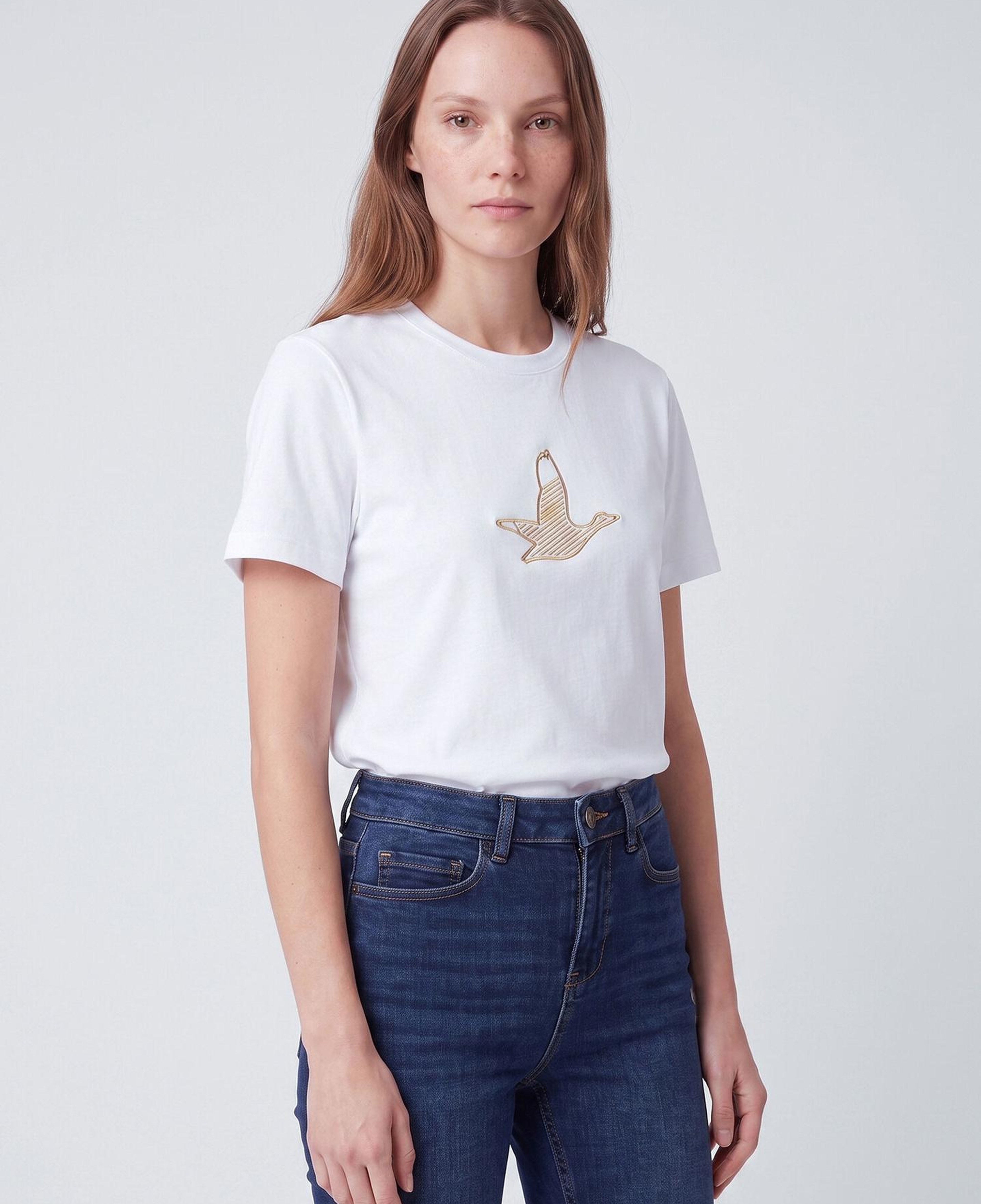 Beymen Club Kadın Kırık Beyaz Gold Logolu T-shirt