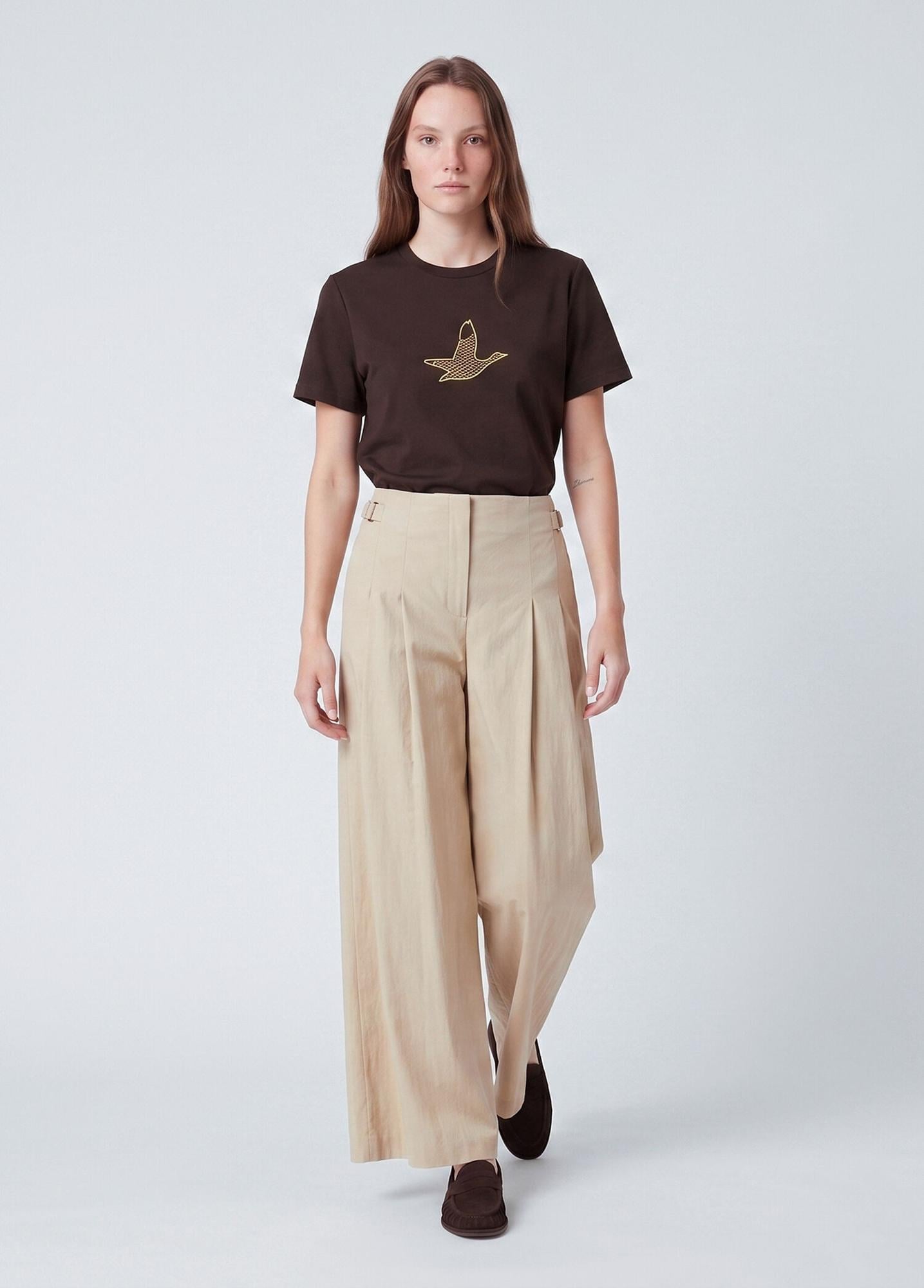 Beymen Club Kadın Kahverengi Gold Logolu T-shirt