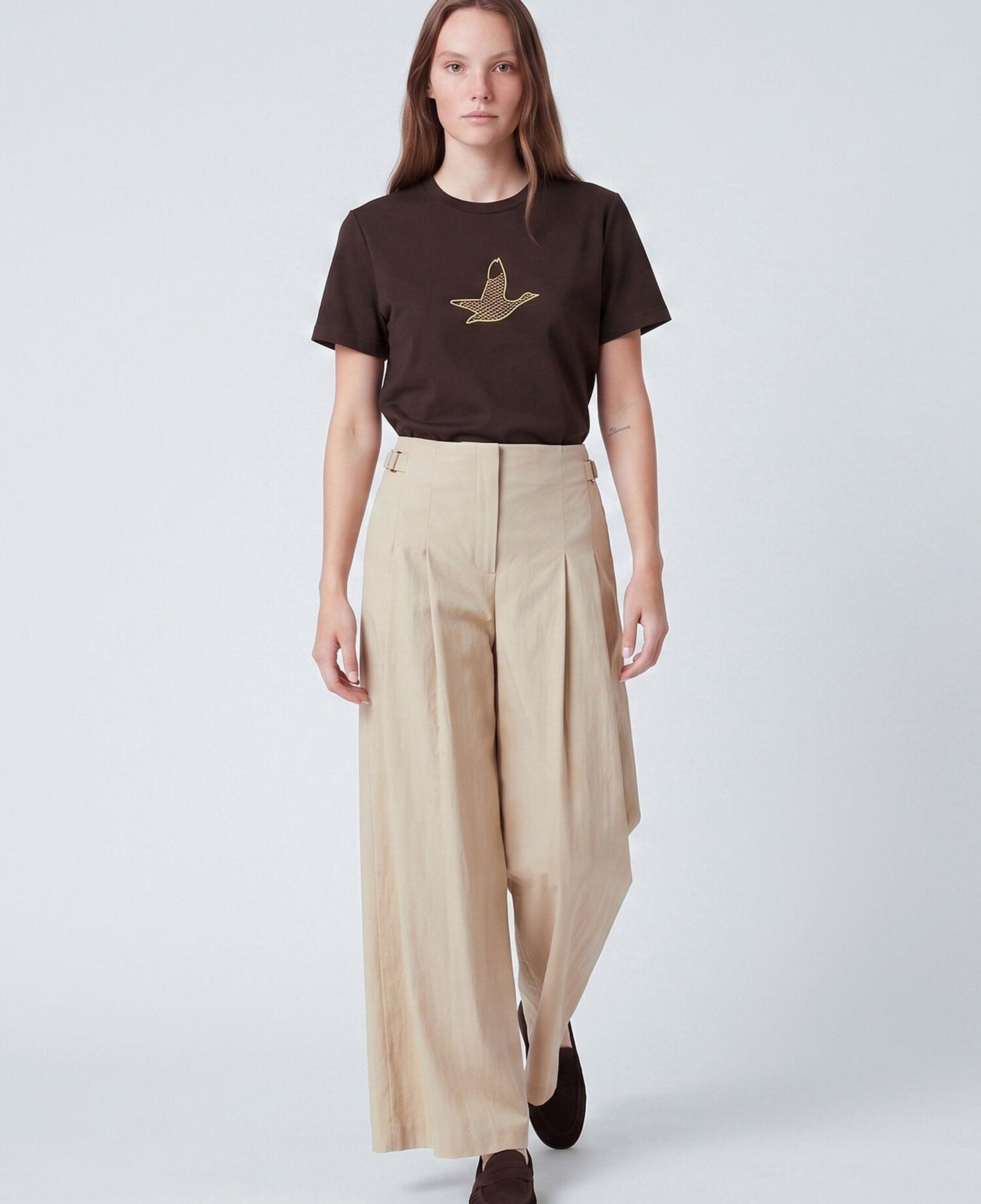 Beymen Club Kadın Kahverengi Gold Logolu T-shirt