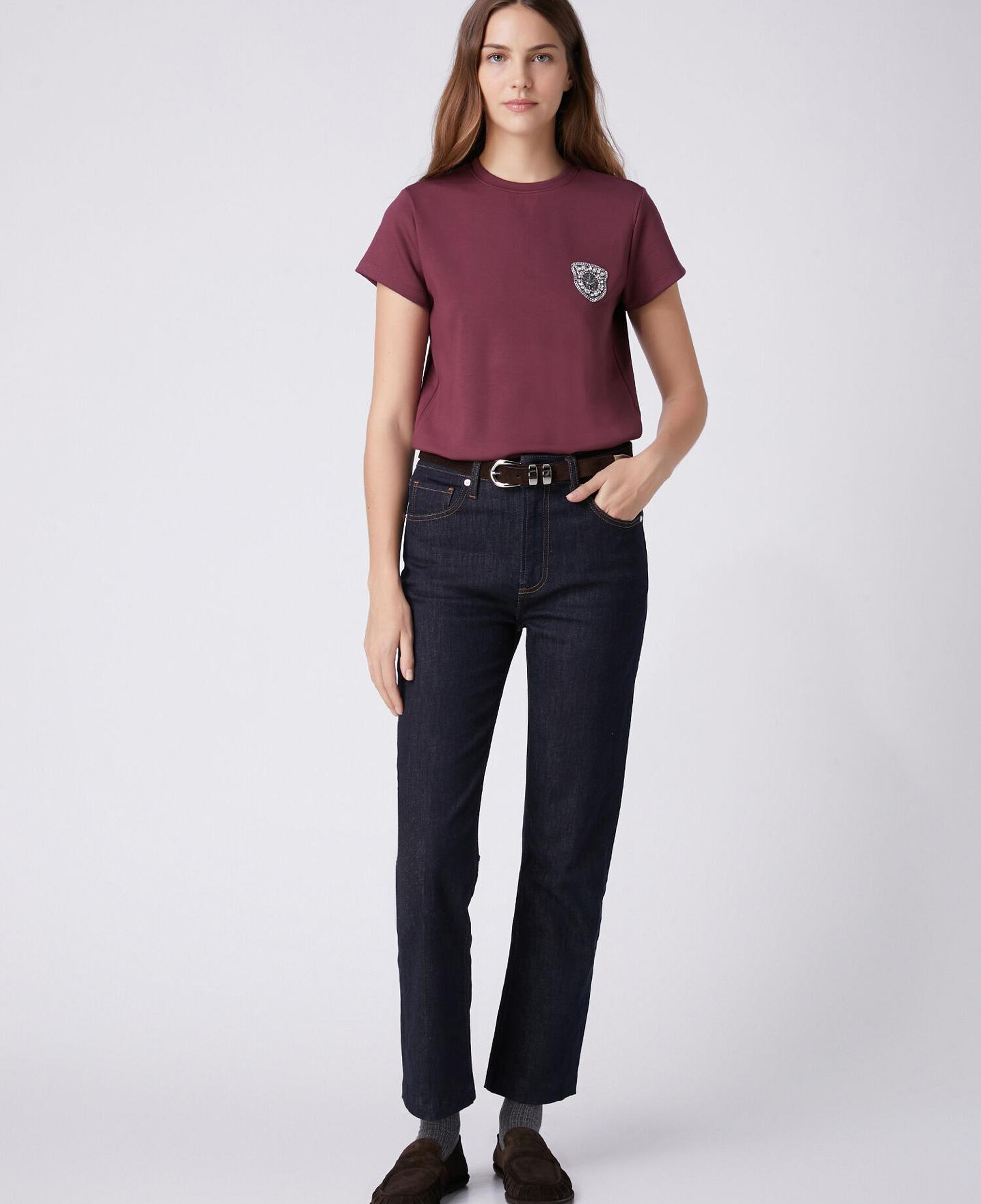 Beymen Club Kadın Bordo Taşlı Logo Detaylı T-shirt