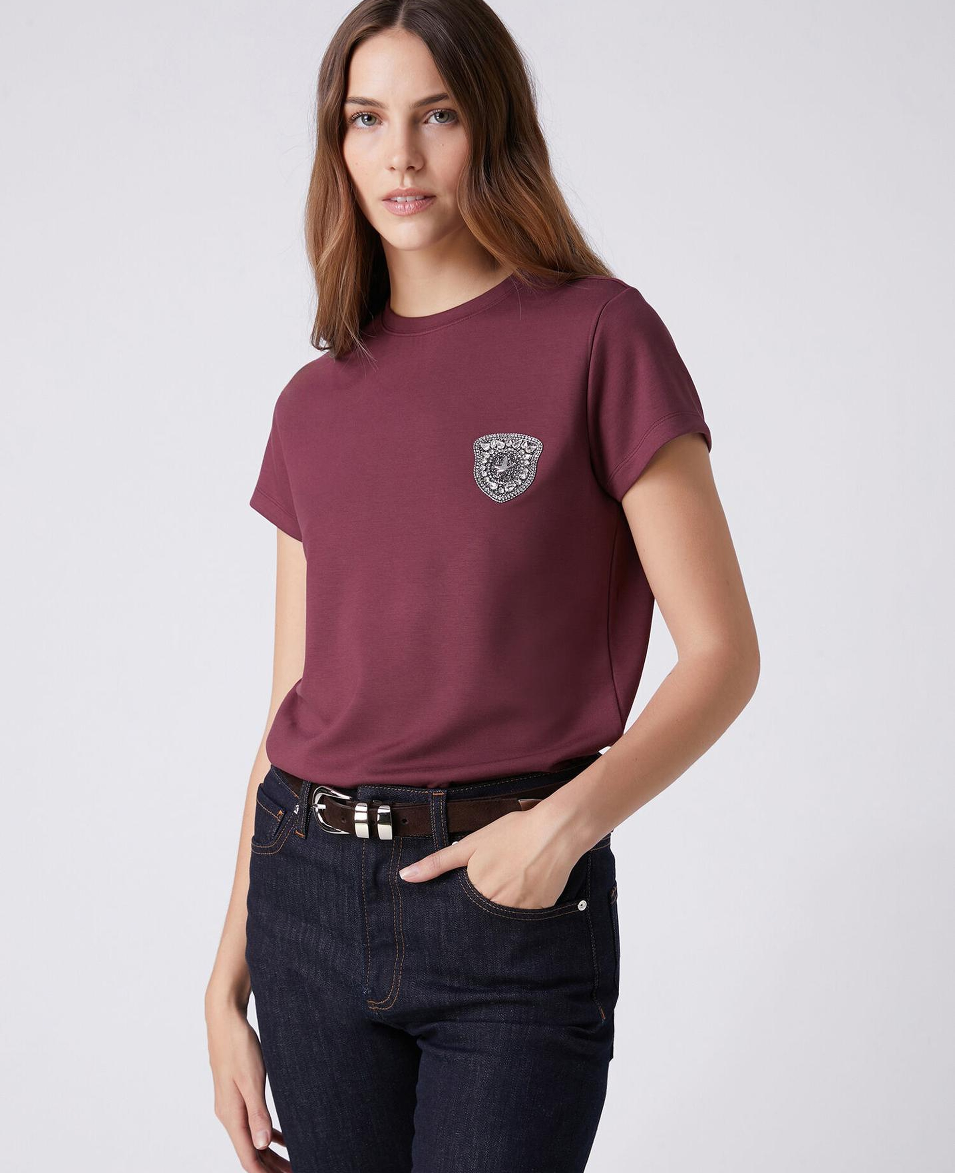 Beymen Club Kadın Bordo Taşlı Logo Detaylı T-shirt