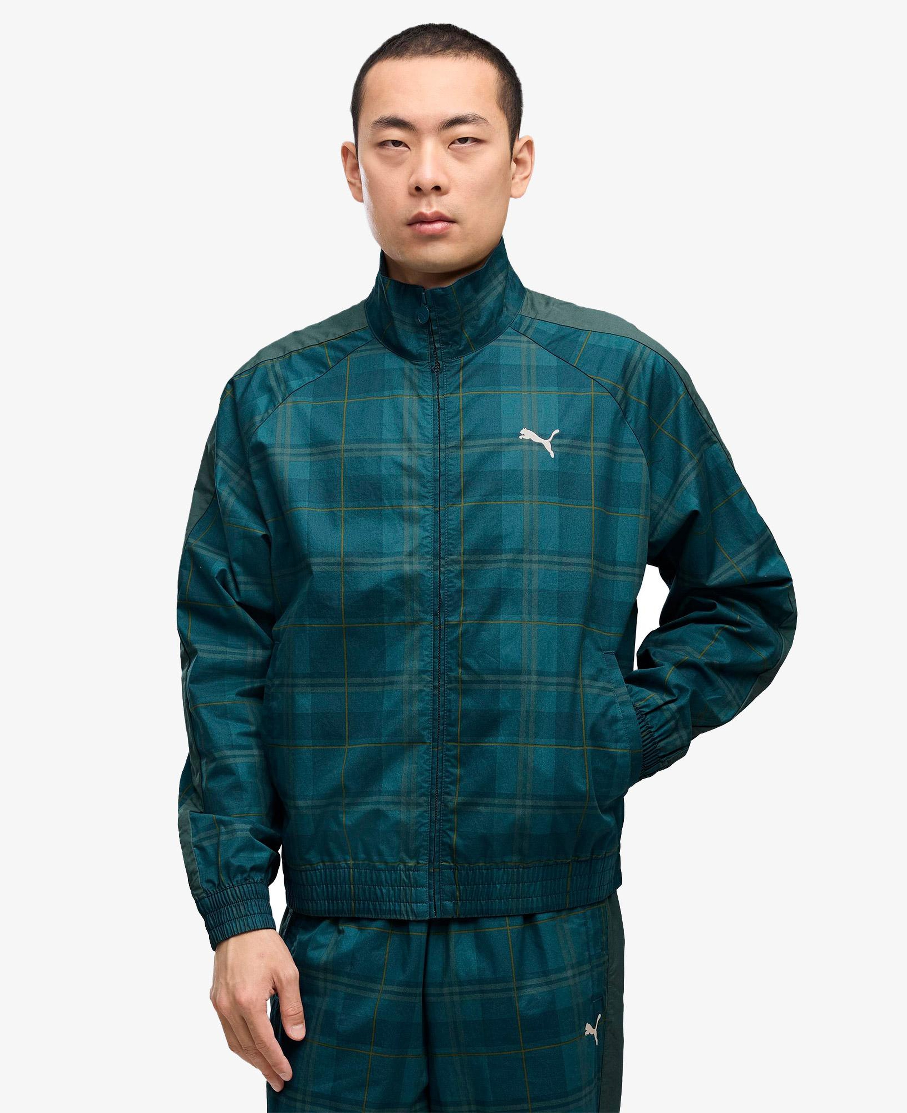 Puma T7 Relaxed Tartan Woven Erkek Yeşil Ceket
