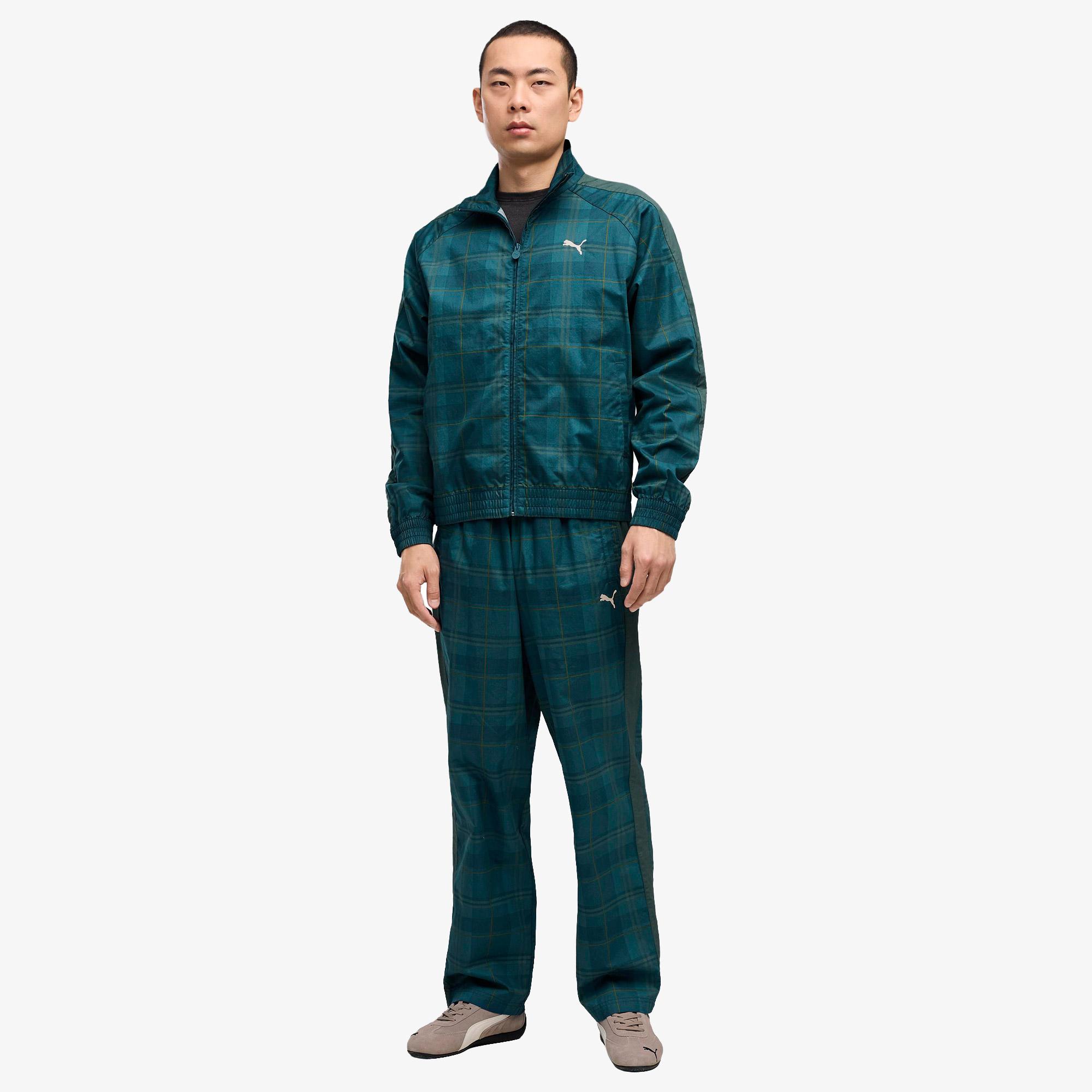 Puma T7 Relaxed Tartan Woven Erkek Yeşil Ceket