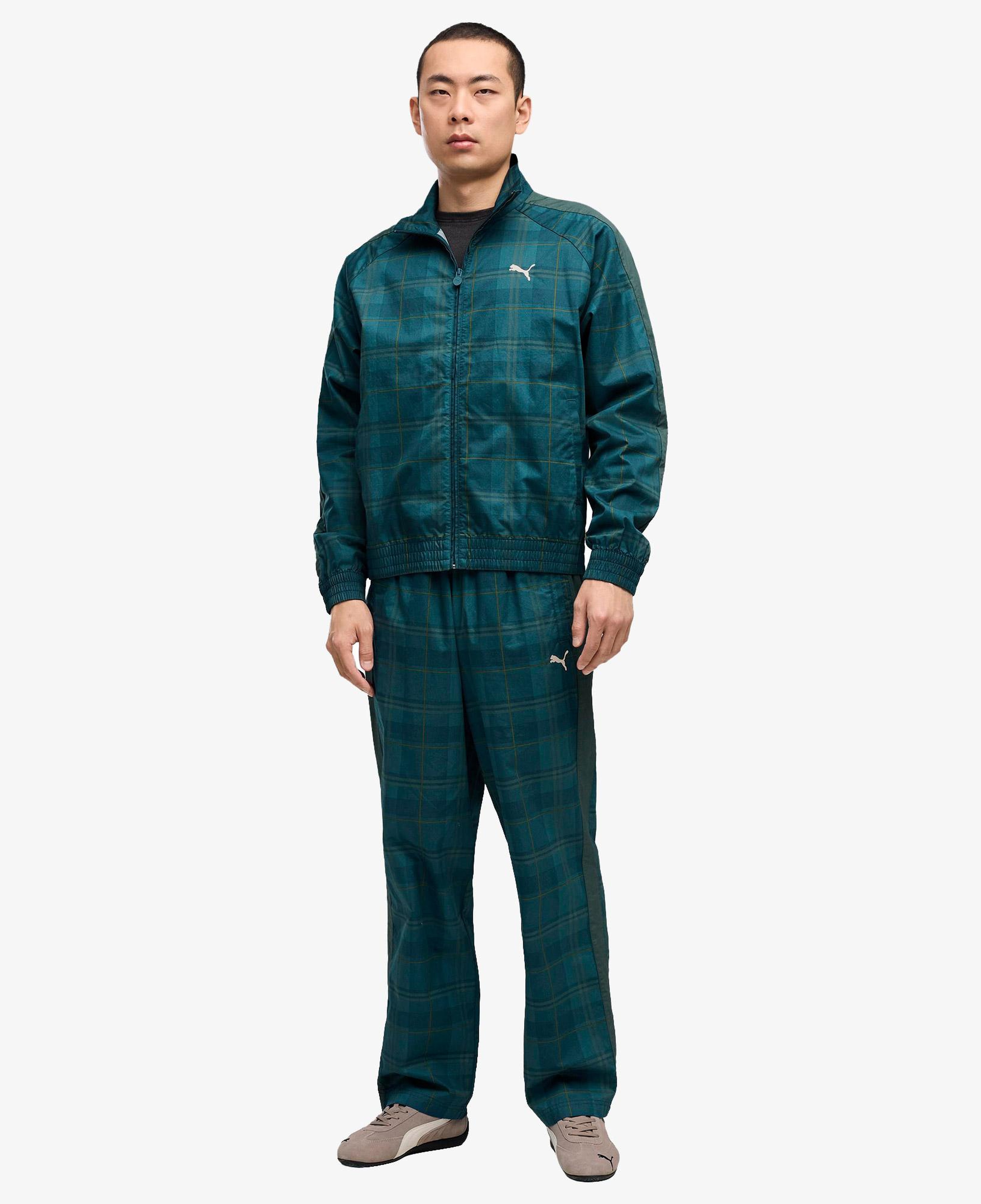 Puma T7 Relaxed Tartan Woven Erkek Yeşil Ceket