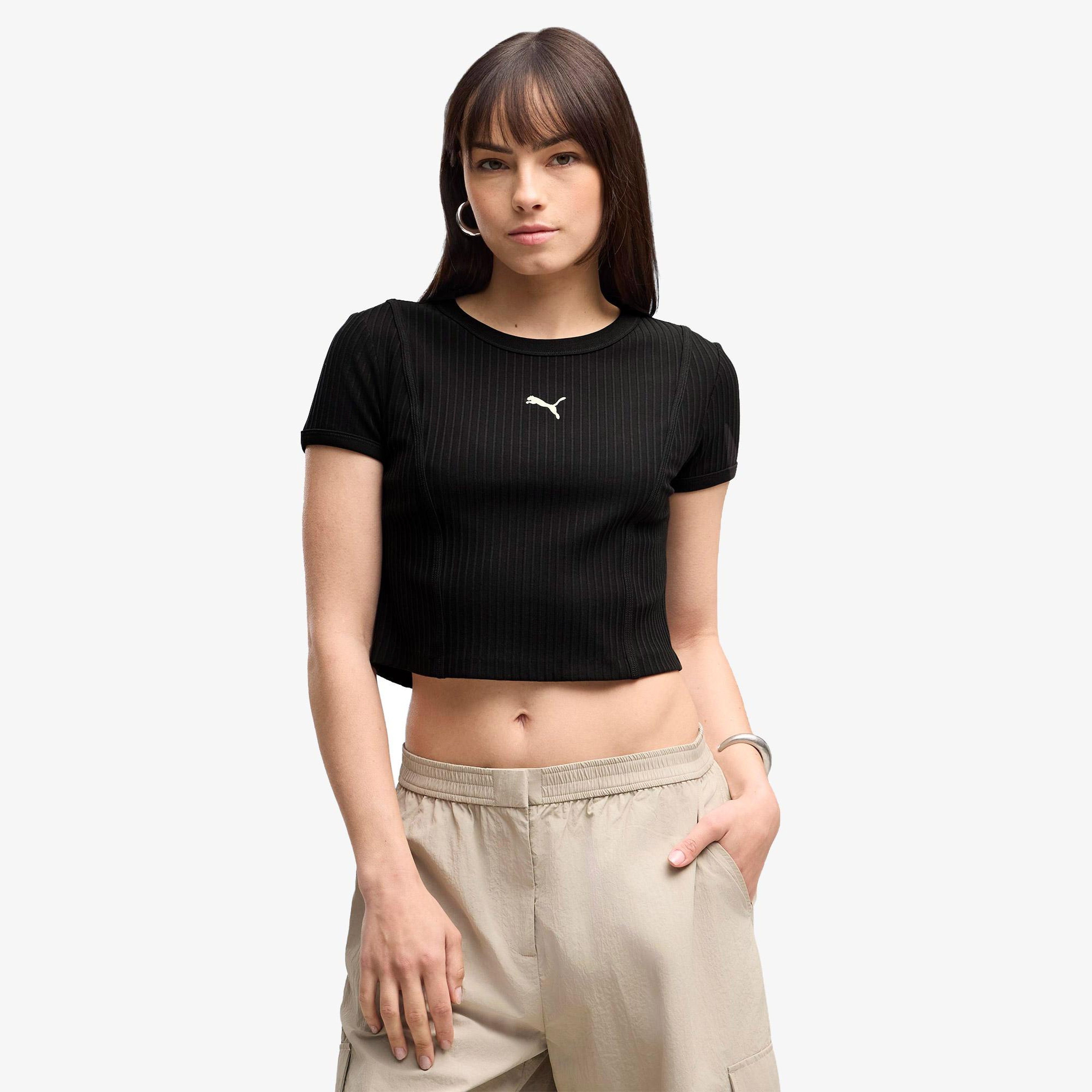 Puma Essential Ribbed Baby Kadın Siyah T-Shirt