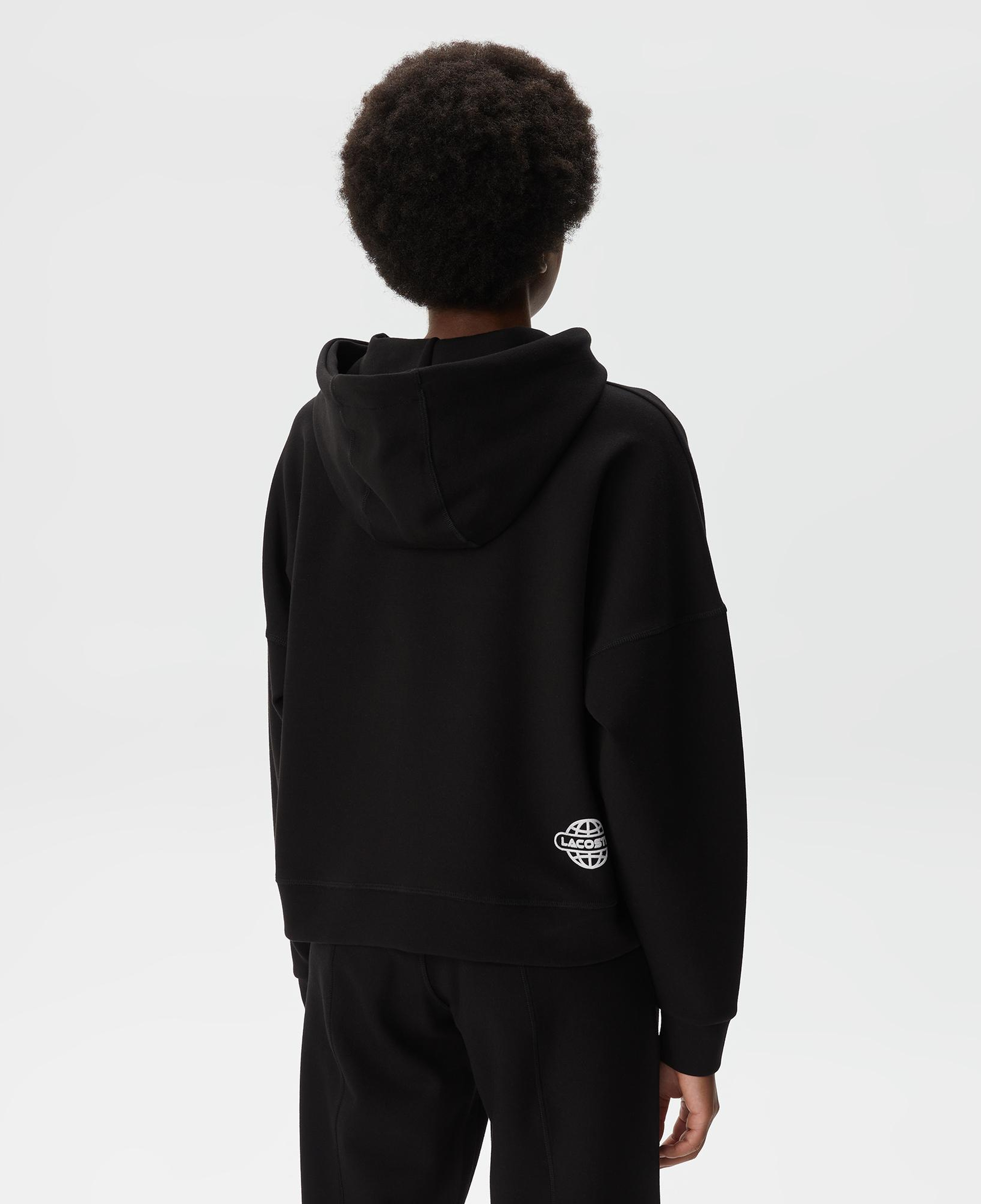 Kadın Crop Fit Kapüşonlu Baskılı Siyah Sweatshirt