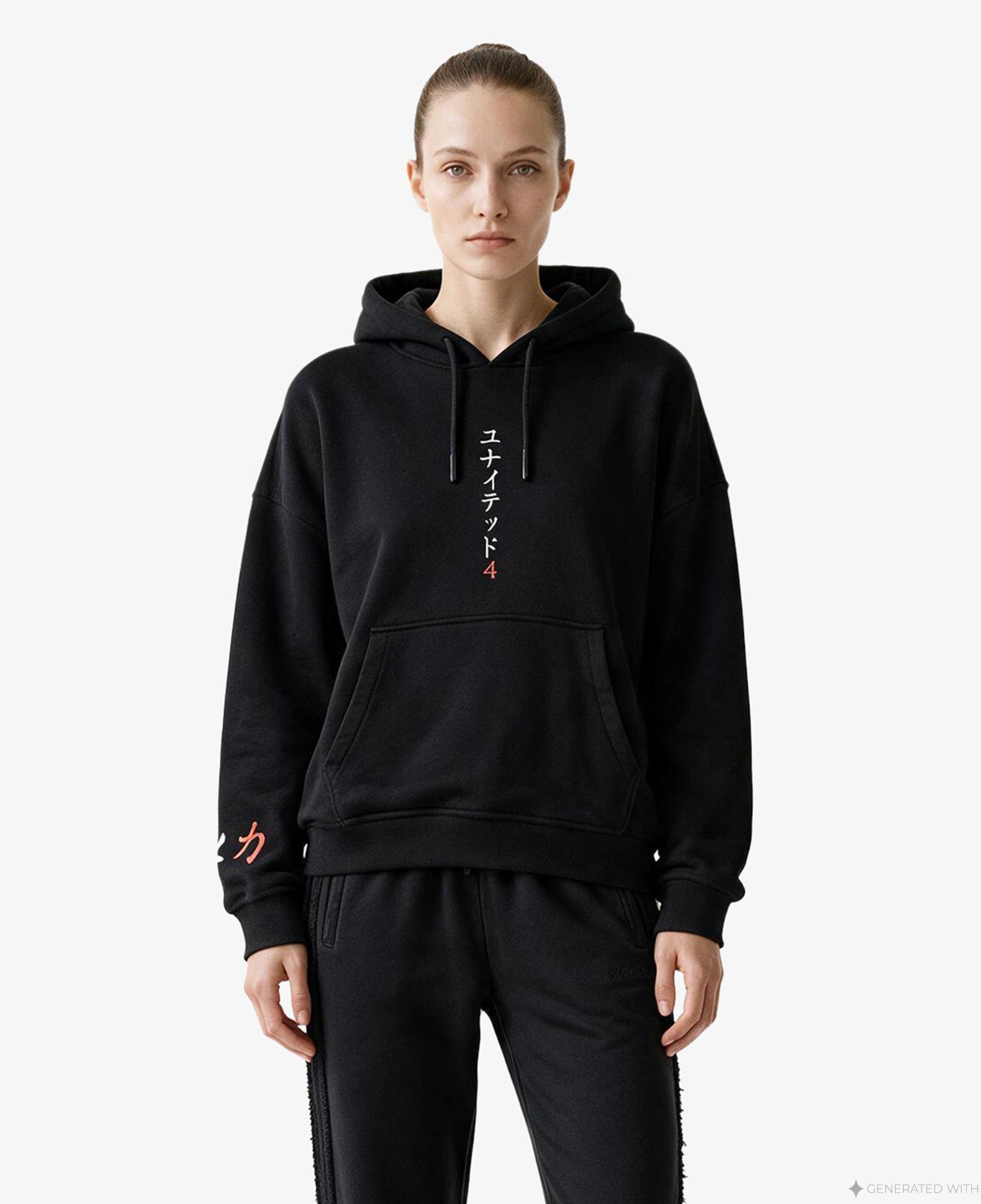 UNITED4 Regular Fit Kadın Siyah Sweatshirt