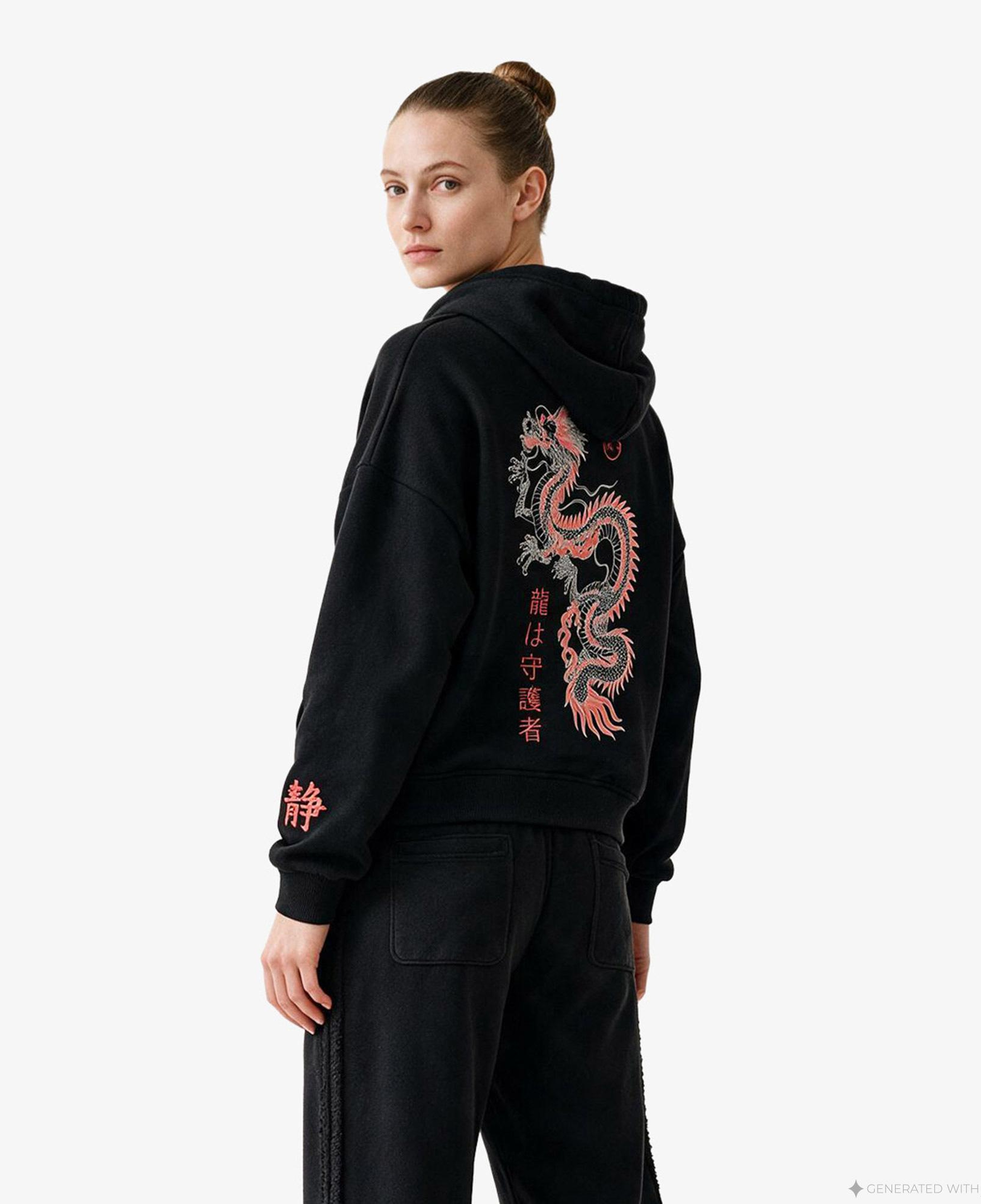 UNITED4 Regular Fit Kadın Siyah Sweatshirt