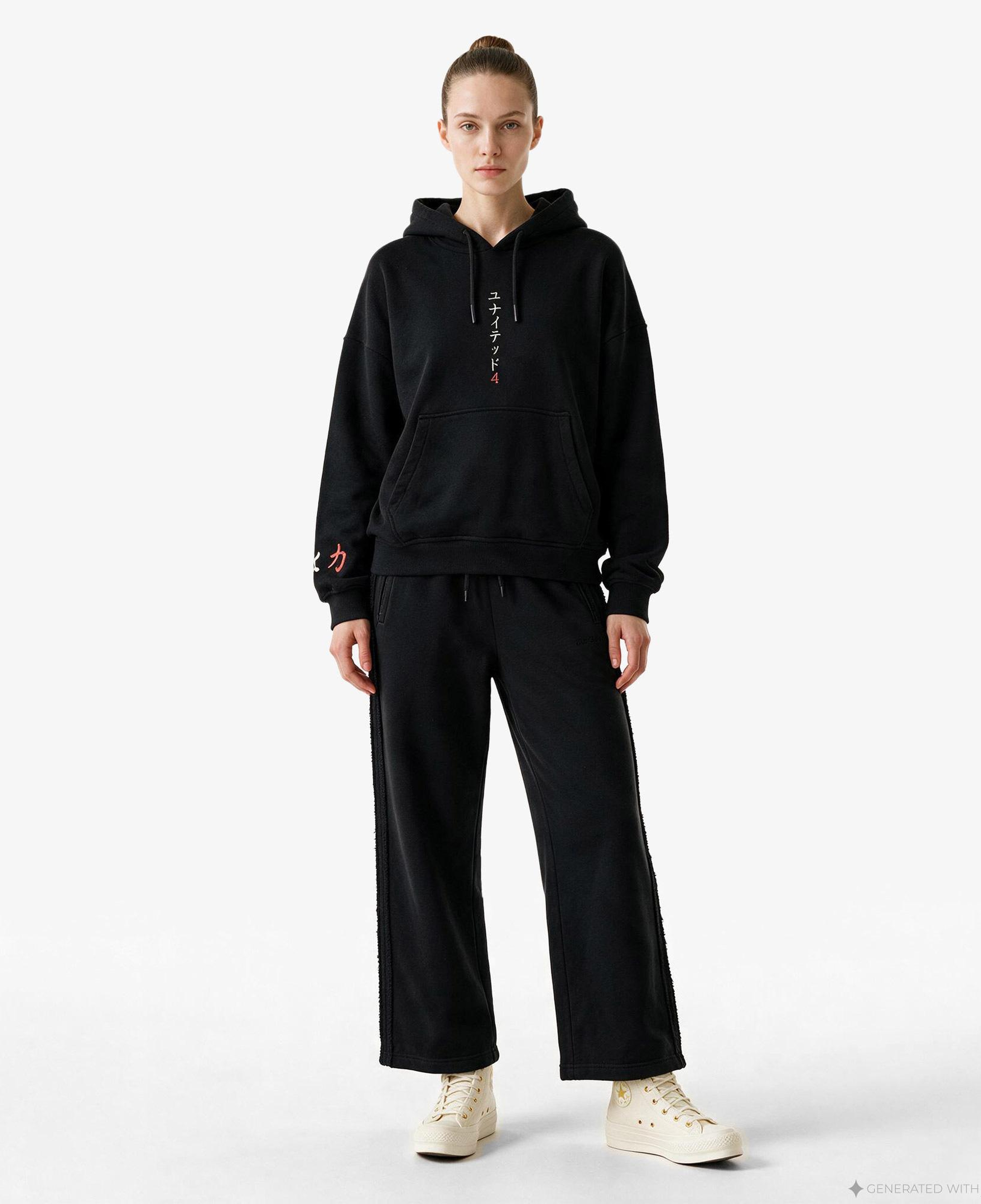UNITED4 Regular Fit Kadın Siyah Sweatshirt