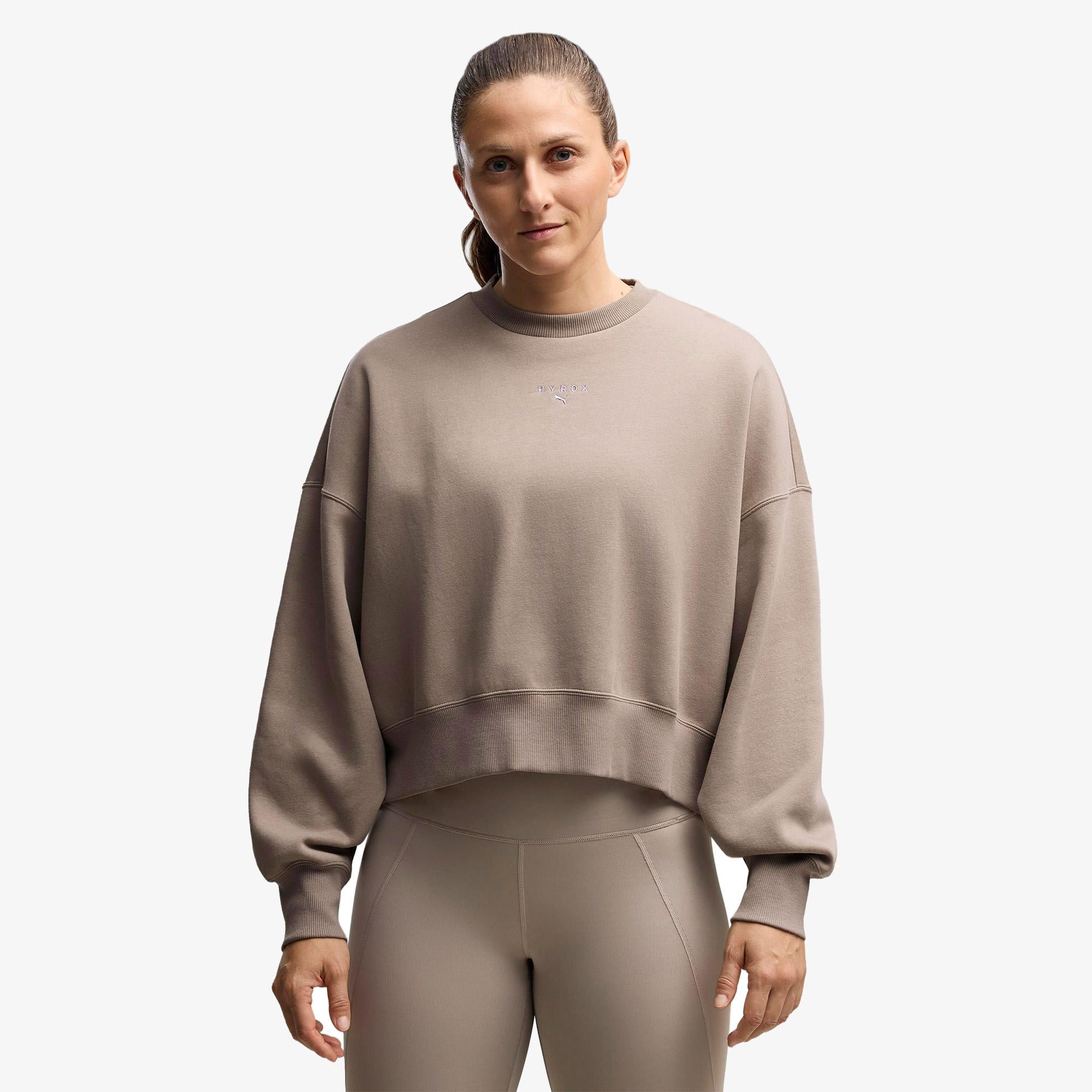 Puma X Hyrox Heavyweight Crew Kadın Bej Sweatshirt