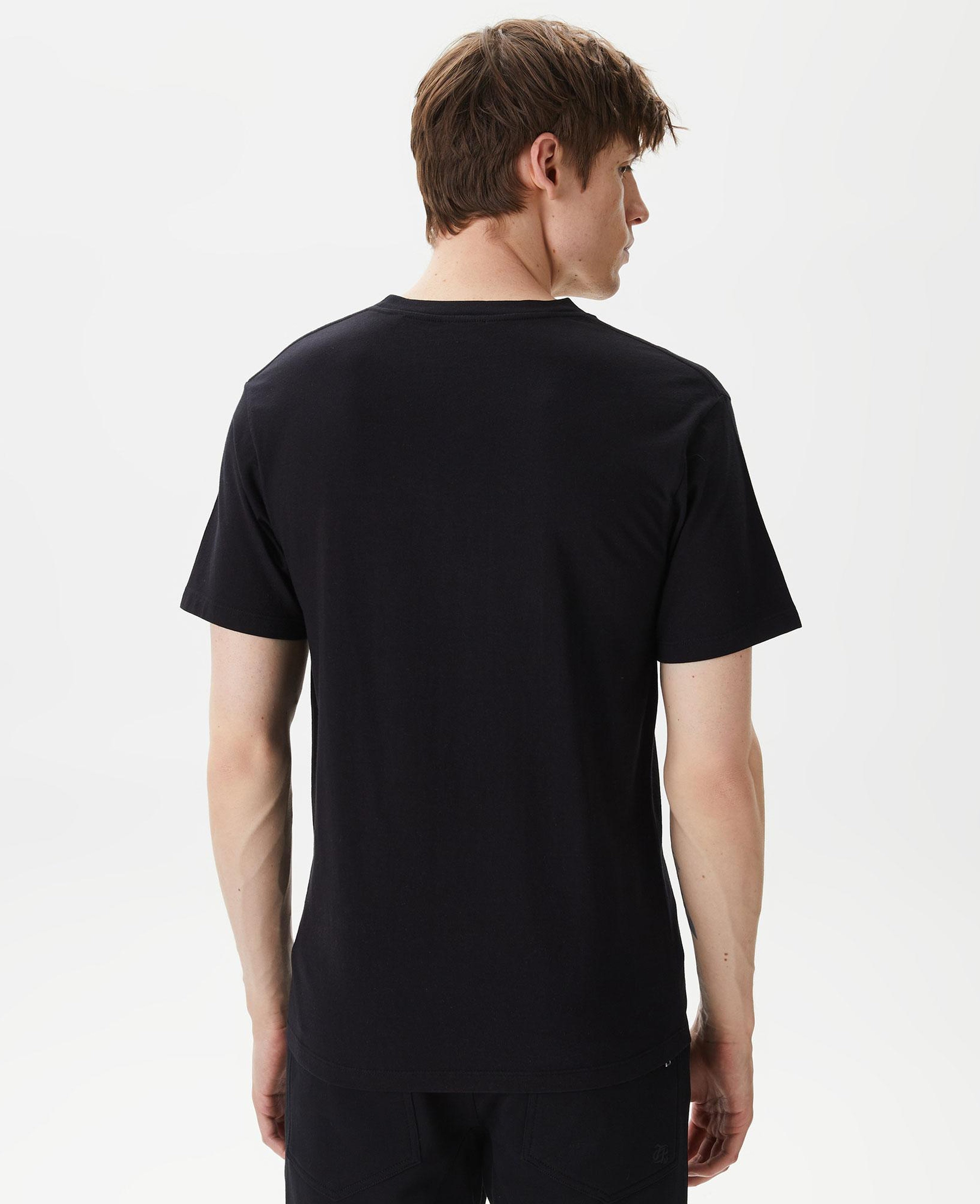 ERKEK BASKILI BİSİKLET YAKA SİYAH T-SHIRT