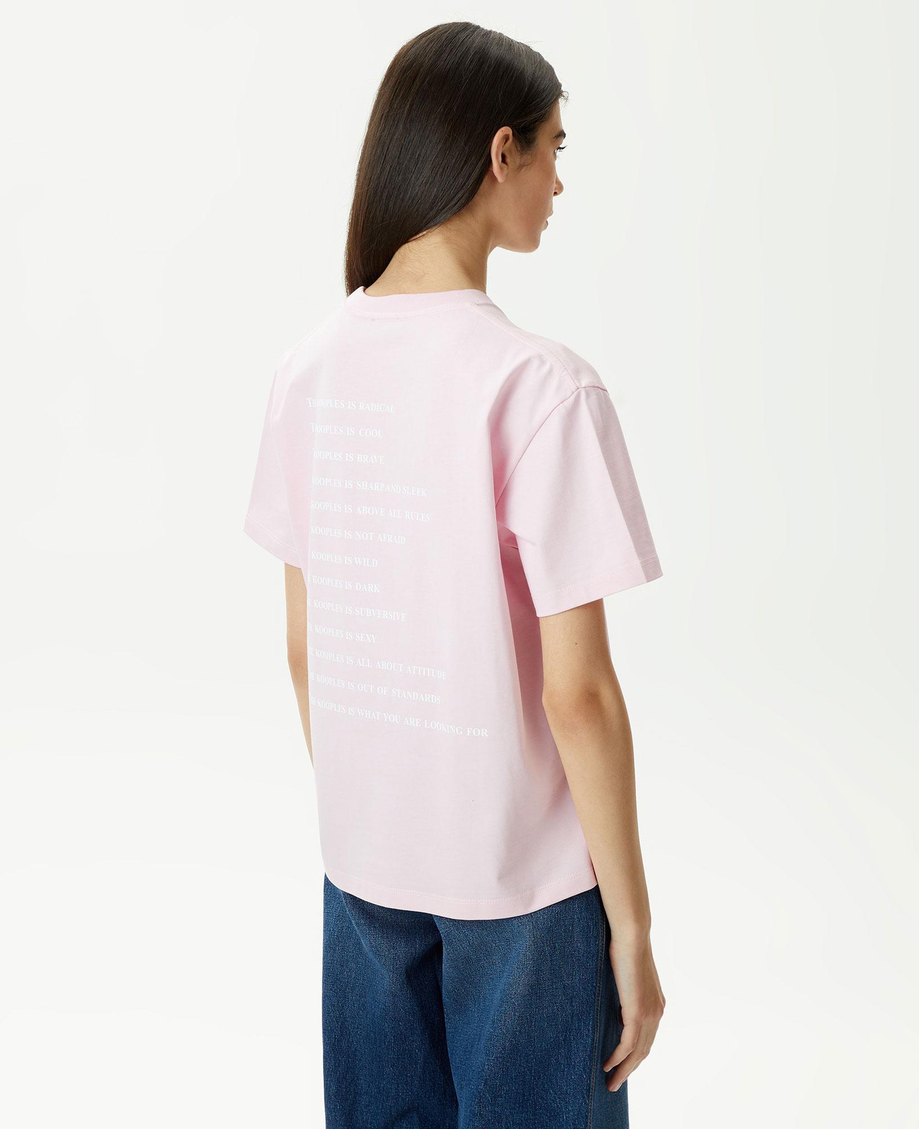KADIN BASKILI BİSİKLET YAKA PEMBE T-SHIRT