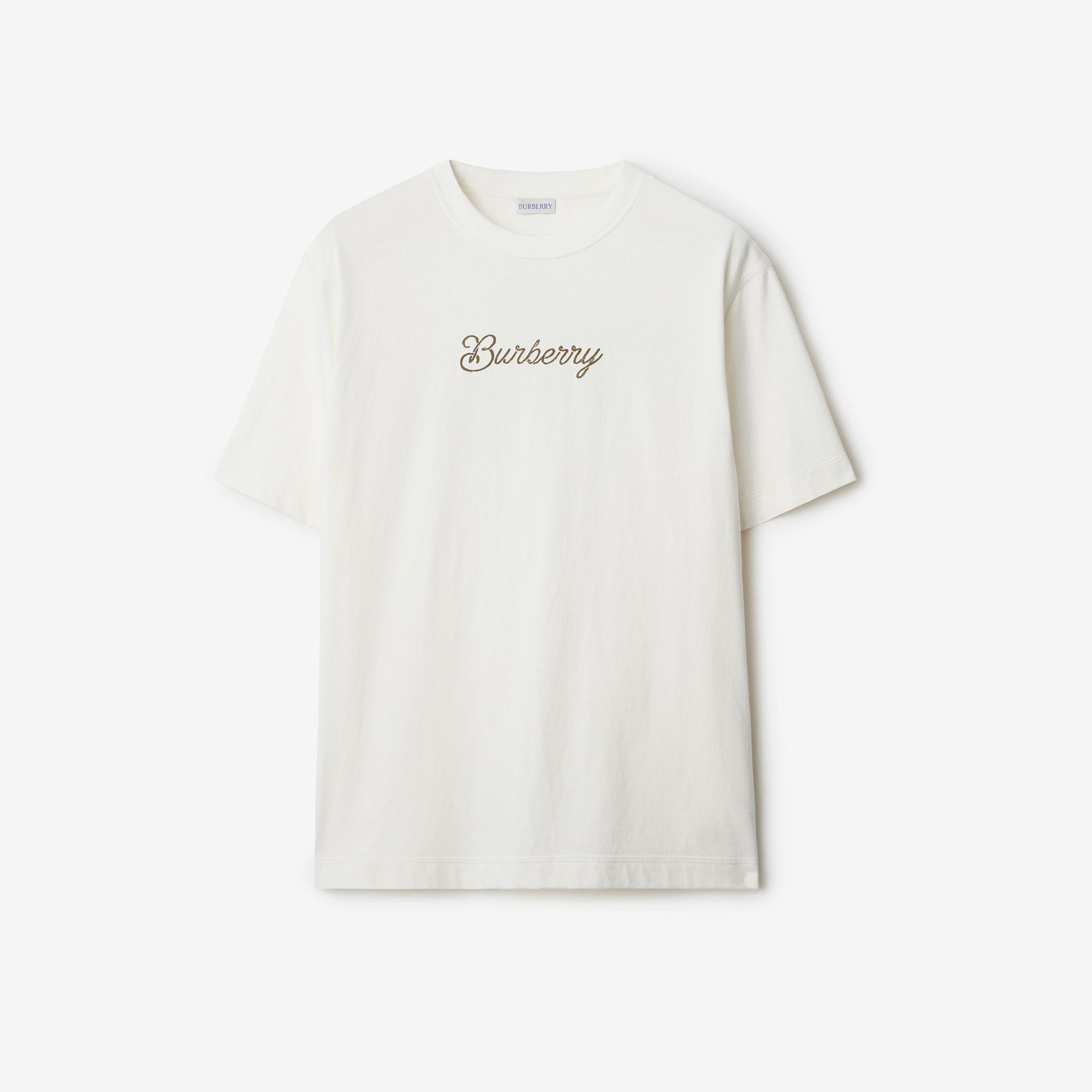 Burberry Sic Surfer Knight Cotton Erkek Beyaz T-Shirt