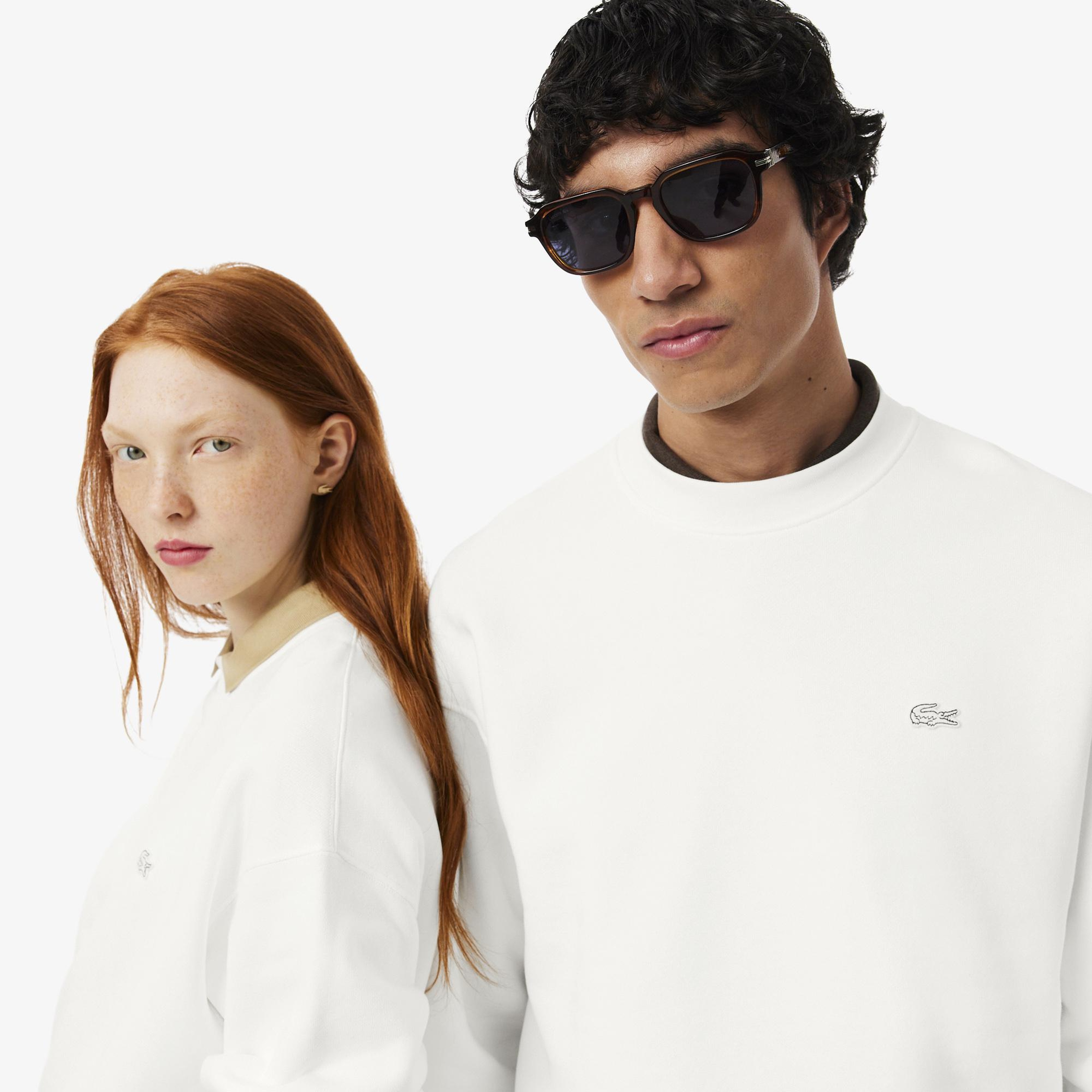 Lacoste Loose Fit Erkek Beyaz Sweatshirt